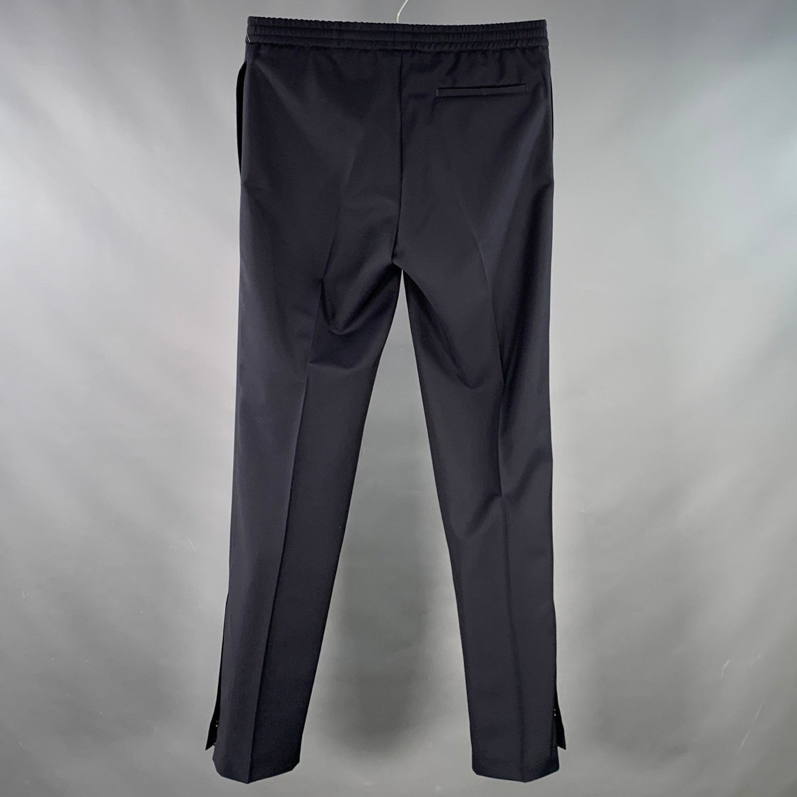 Valentino Navy Black Wool Mohair Drawstring Waistband Casual Pants Size US 30 / EU 46 - 2 Thumbnail