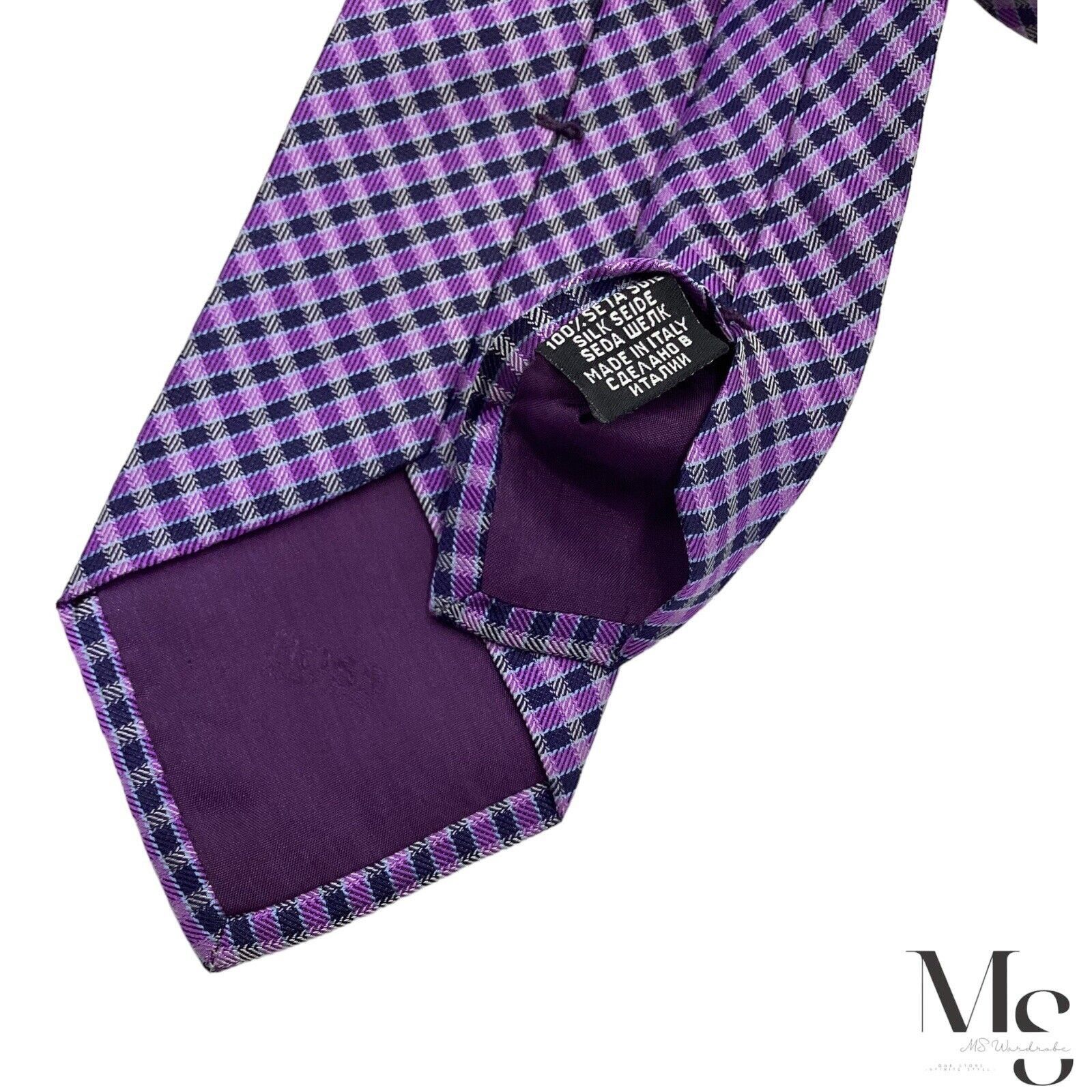 Hugo Boss BOSS HUGO BOSS Purple Plaids & Cheks Luxury Silk TiE Size ONE SIZE - 6 Thumbnail