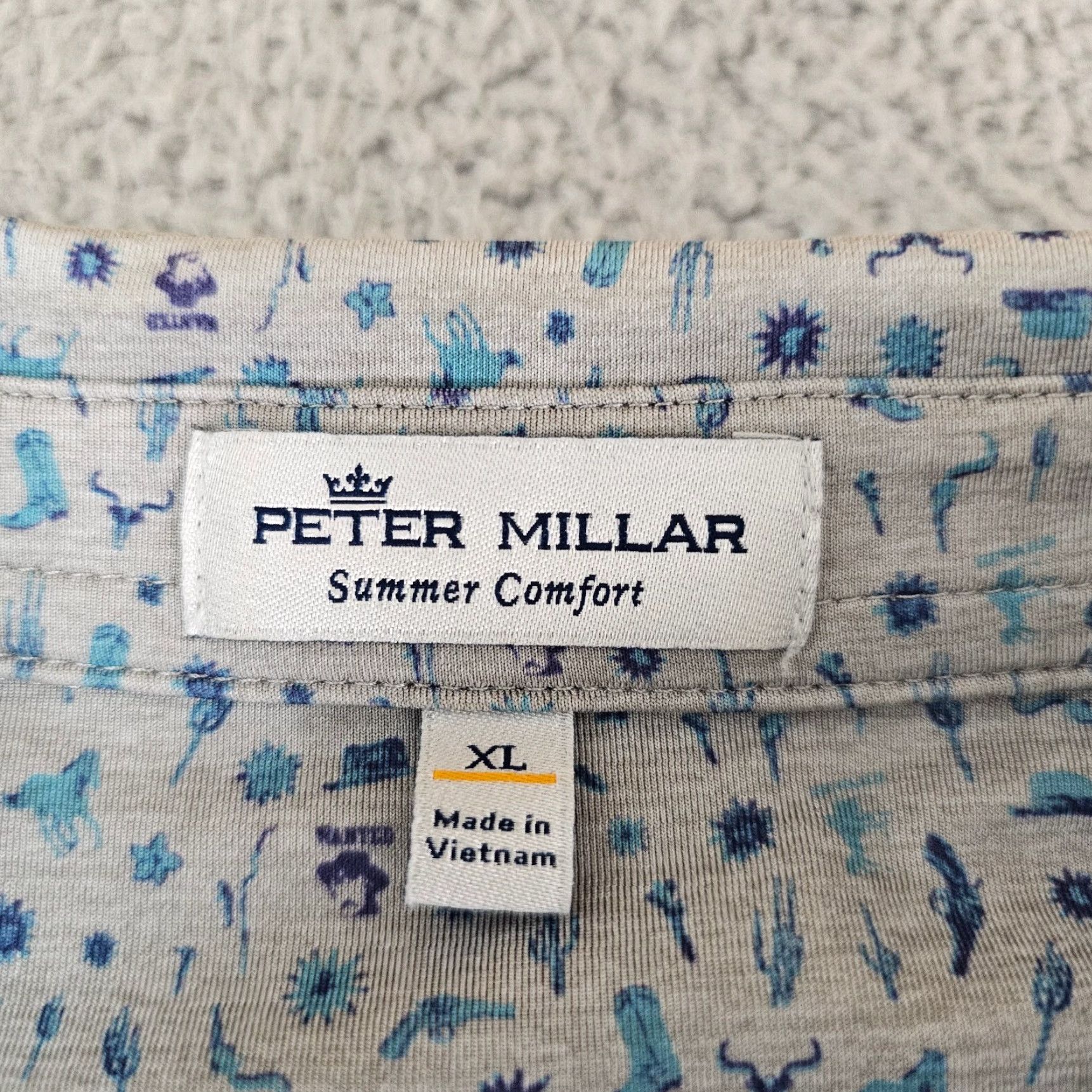 Peter Millar VINTAGE? No — Peter Millar Polo Summer Comfort Shirt Men XL Gray Graphic Print Western Cowboy Western Print Polo Casual Golf Shirt Mens XL Size US XL / EU 56 / 4 - 3 Thumbnail