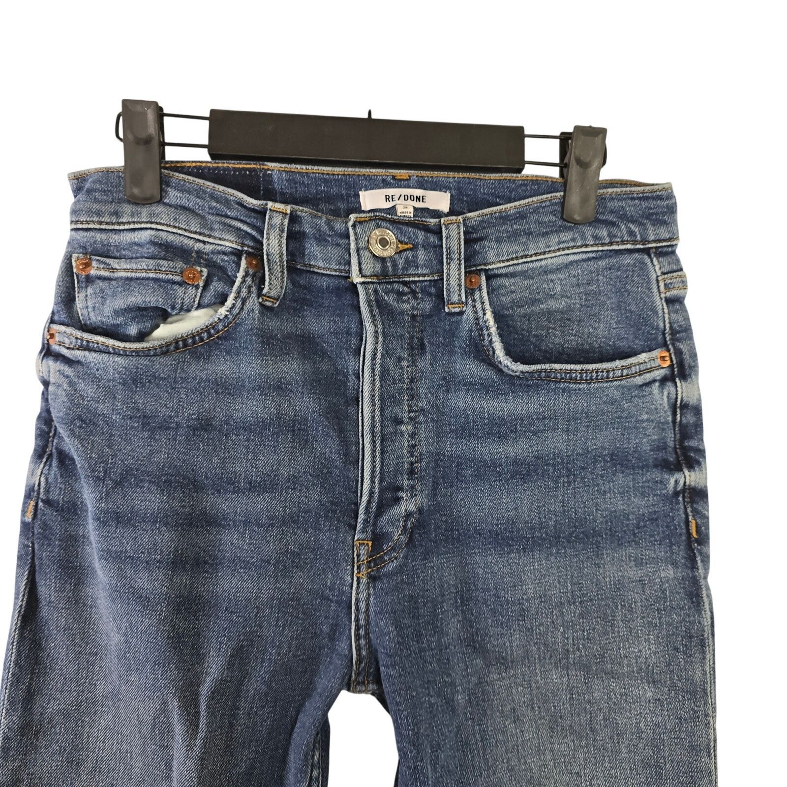 RE/DONE RE/DONE 90s High Rise Ankle Crop ButtonFly Denim Jeans Sz 28 Size 28" / US 6 / IT 42 - 2 Thumbnail