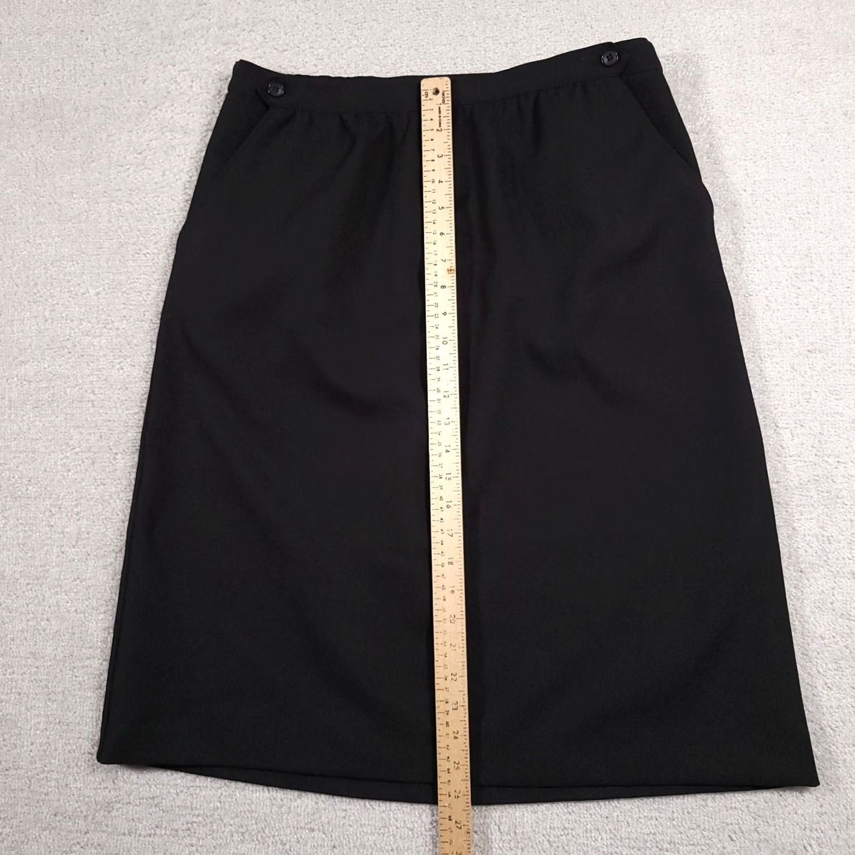 Vintage VINTAGE Haberdashery Skirt A-Line Midi Black 16 Women USA Union Made Button Elastic Waist Size 38" / US 16 / IT 52 - 7 Thumbnail