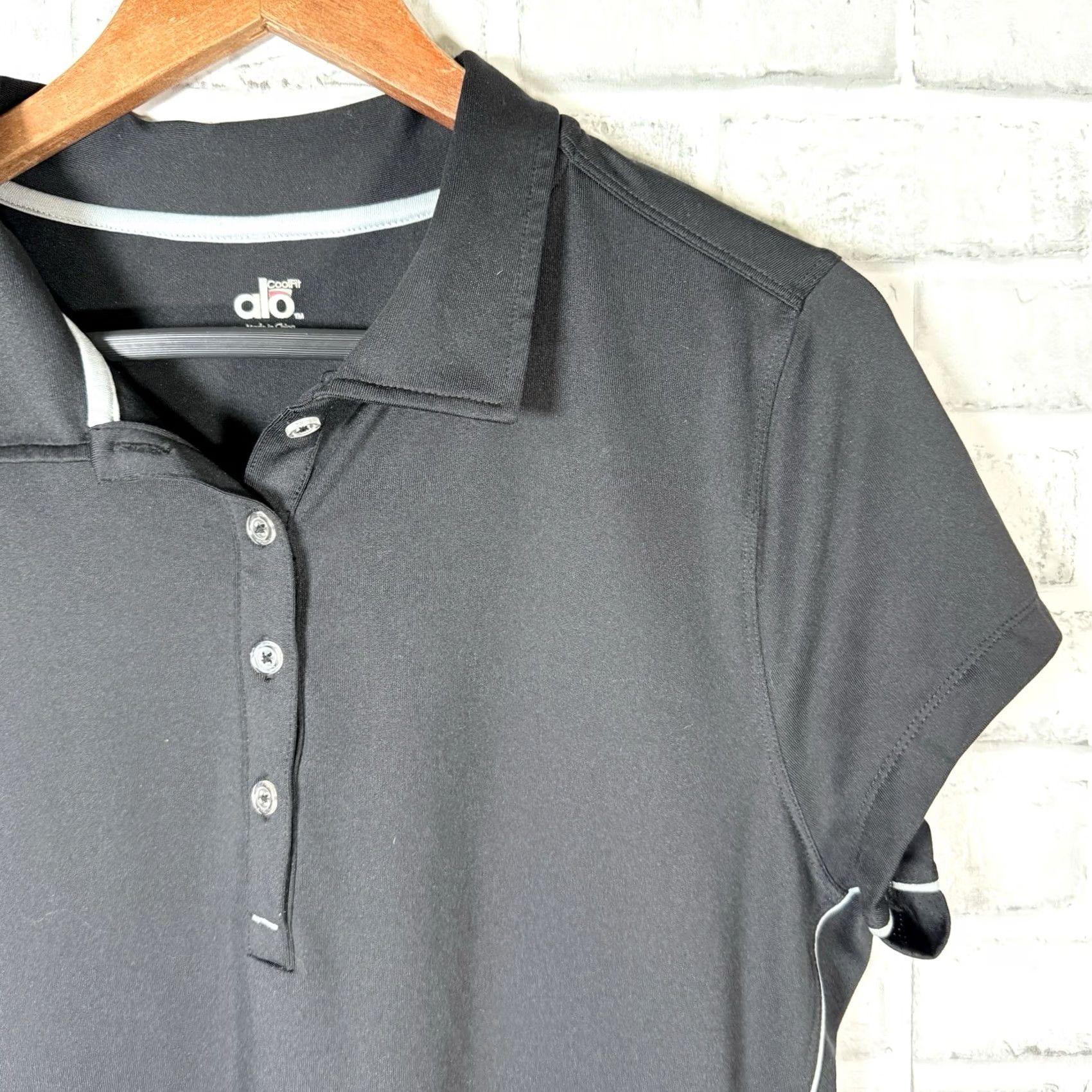Alo Alo CoolFit Womens Athletic Polo Shirt L Size Black Activewear Size L / US 10 / IT 46 - 2 Thumbnail