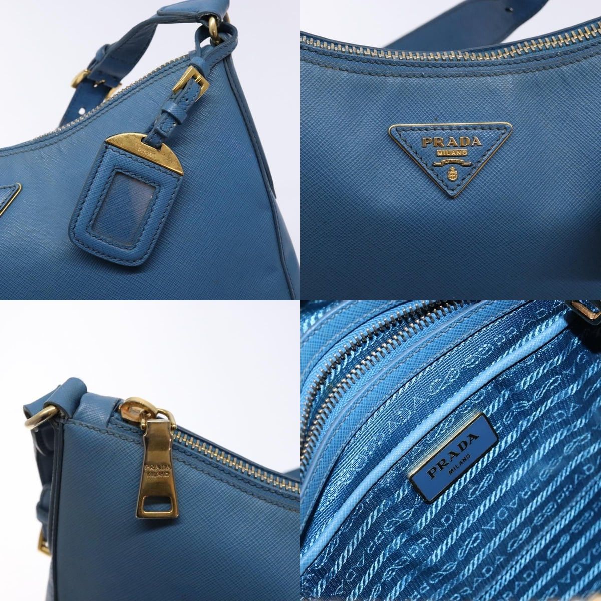 Prada PRADA Shoulder Bag Leather Blue Gold Size ONE SIZE - 11 Thumbnail