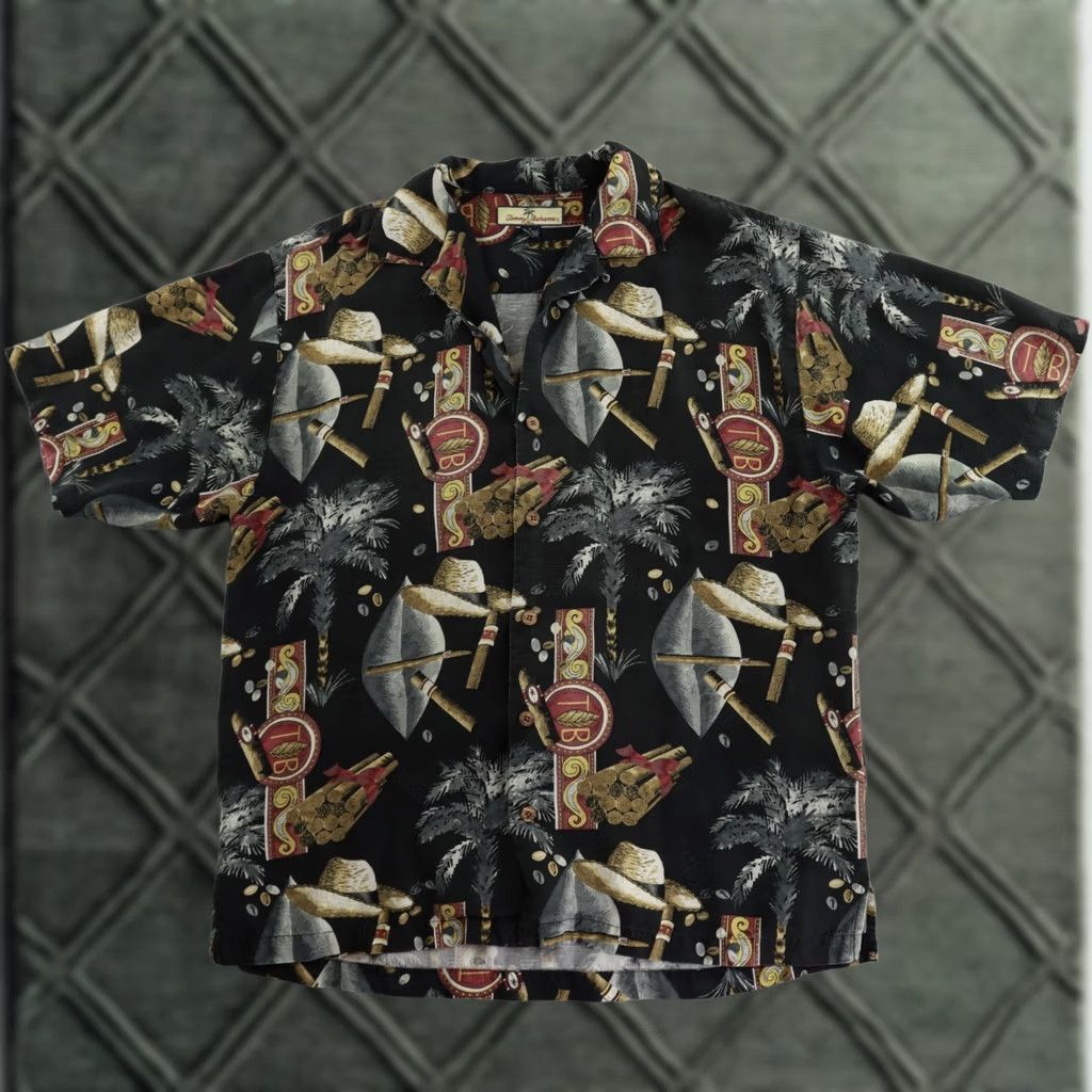 Tommy Bahama Tommy Bahama Shirt Medium Black Silk Cigar Print Hawaiian Aloha Button-Up Short Sleeve Mens Size US M / EU 48-50 / 2 - 1 Thumbnail