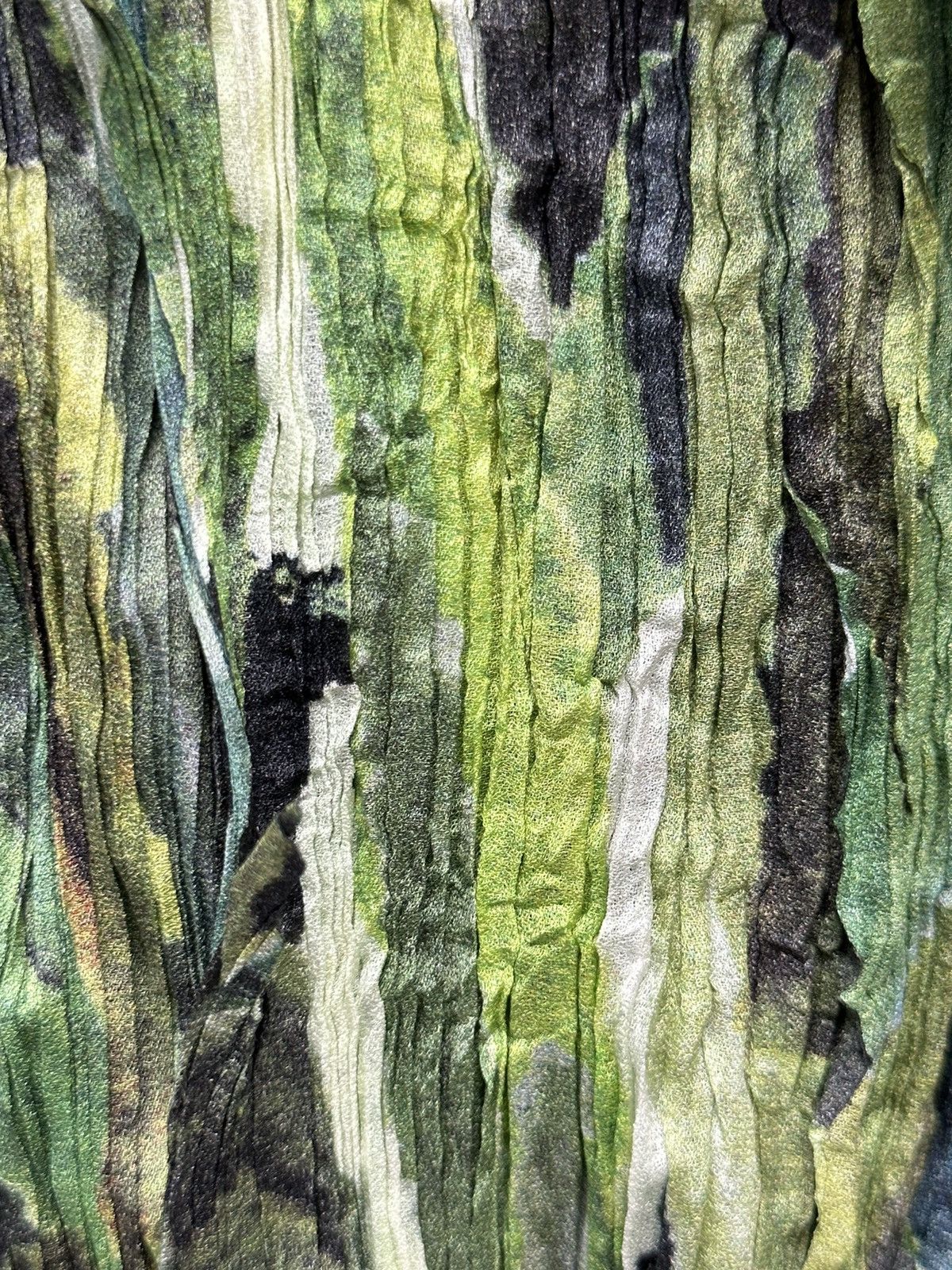 Issey Miyake × Vintage Green Oil Painting Dragon Beard Button-Down Top Size M / US 6-8 / IT 42-44 - 4 Thumbnail