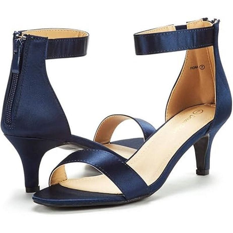 Other Dream Pairs Womens 7.5 Navy Satin Open Toe Ankle Strap Heels Size US 7.5 / IT 37.5 - 4 Thumbnail