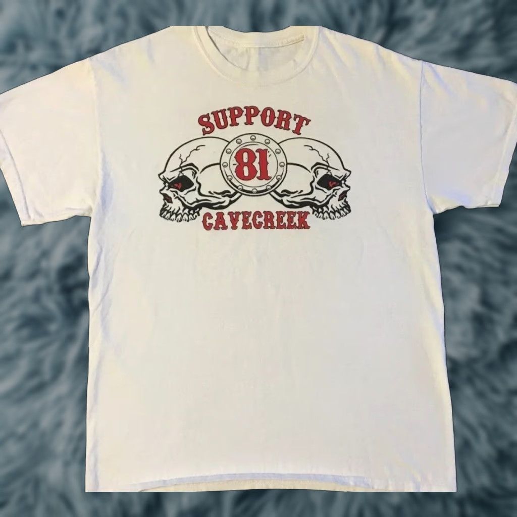 Vintage Vtg Hells Angels 81 Support Faded AZ Shirt M L Skull Flame Fire Grunge 90s Y2k Size US M / EU 48-50 / 2 - 1 Thumbnail