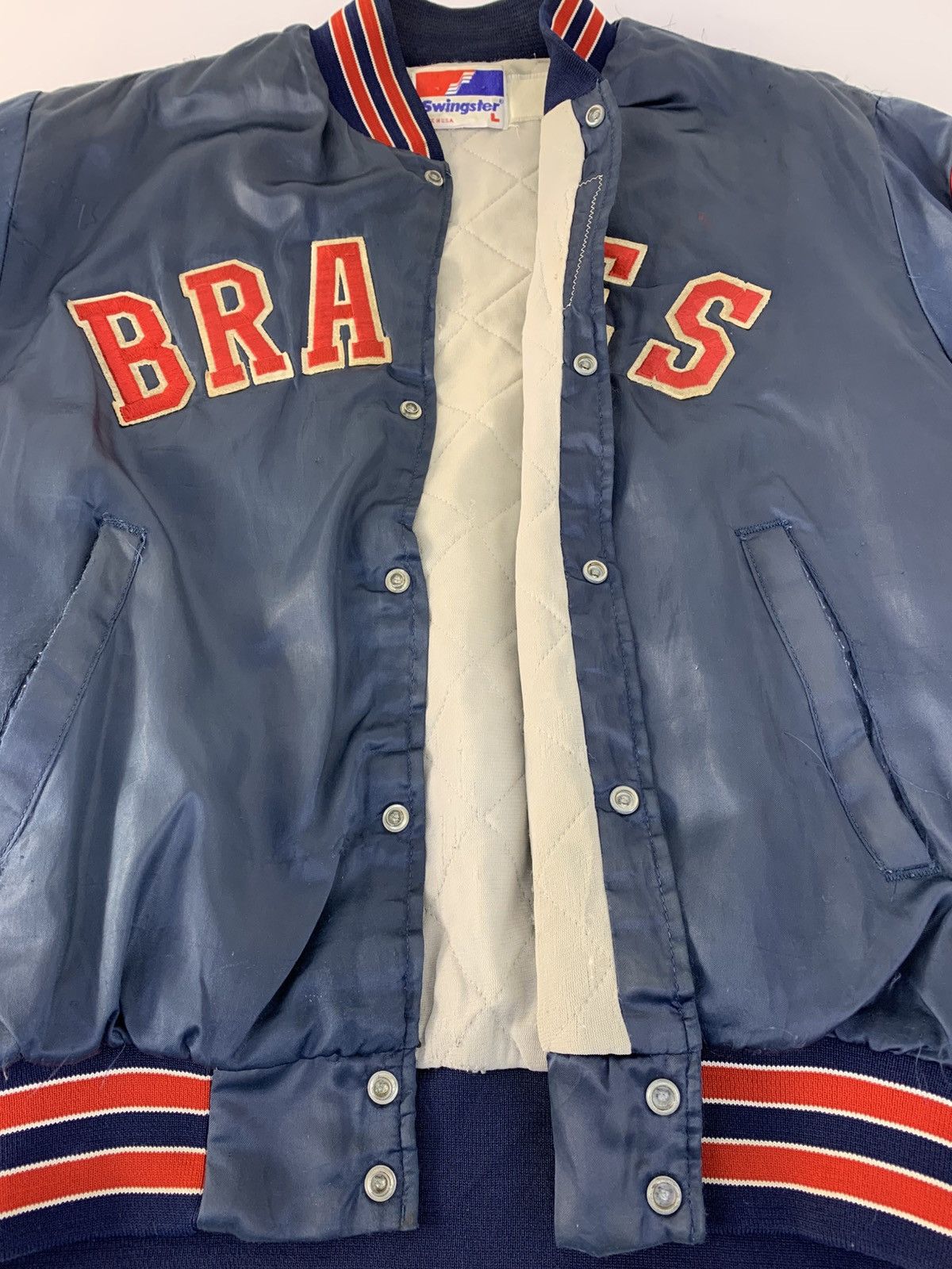 Swingster Swingster Braves Usa Varsity Bomber Jacket Padded Size US L / EU 52-54 / 3 - 4 Thumbnail