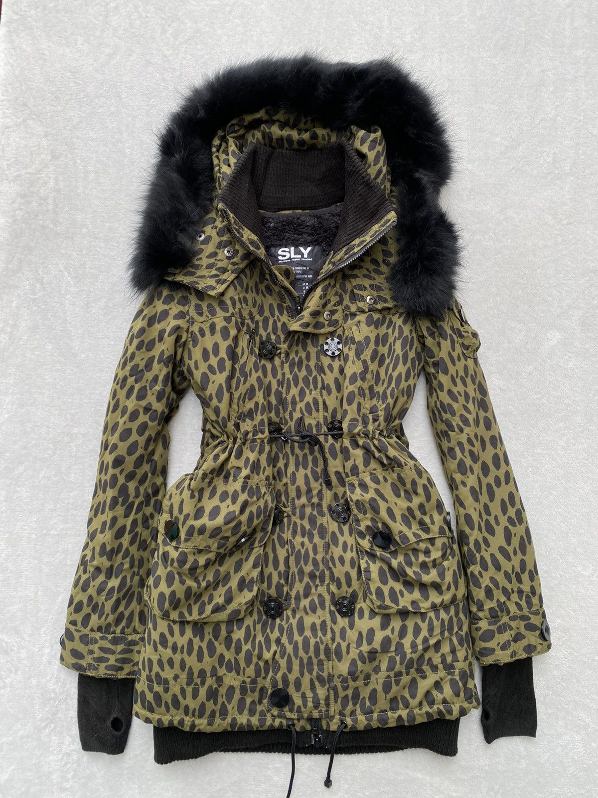 SLY Sly Leopard Print Fur Hood Parka Size S / US 4 / IT 40 - 1 Thumbnail