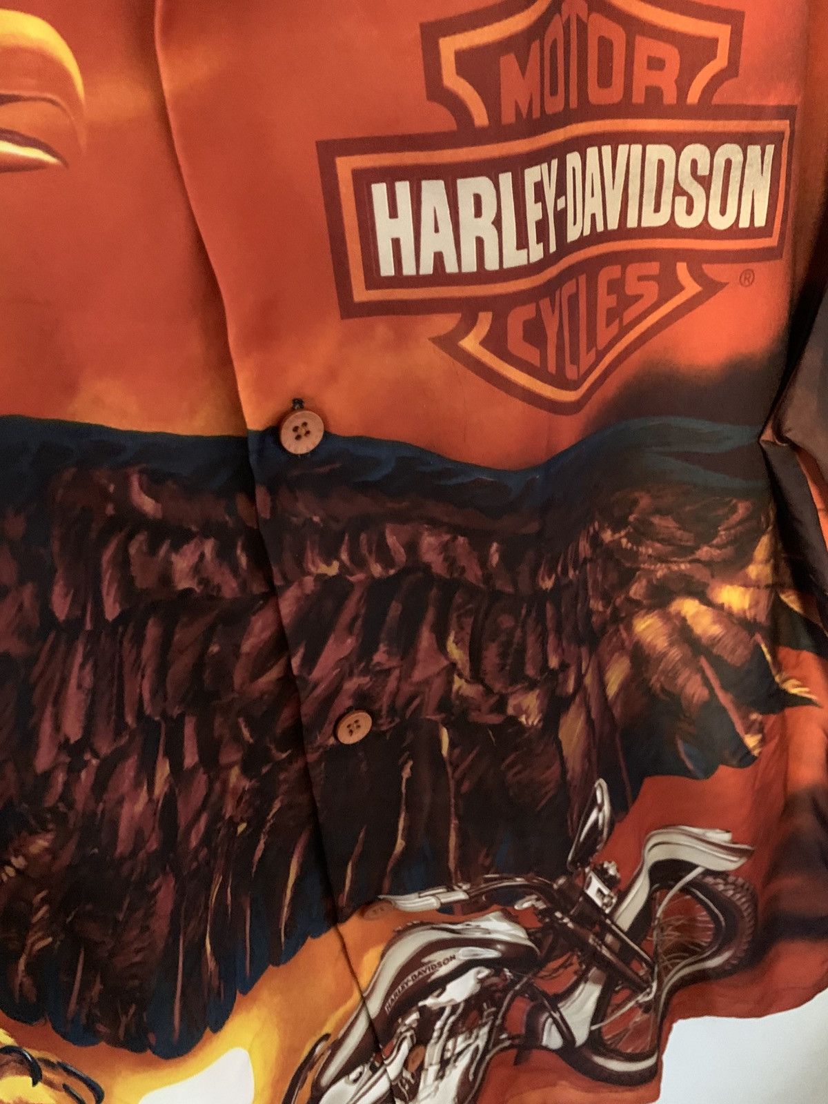 Harley Davidson VINTAGE AUTHENTIC HARLEY DAVIDSON SHORTSLEEVE BUTTON UP Size US XXL / EU 58 / 5 - 5 Thumbnail