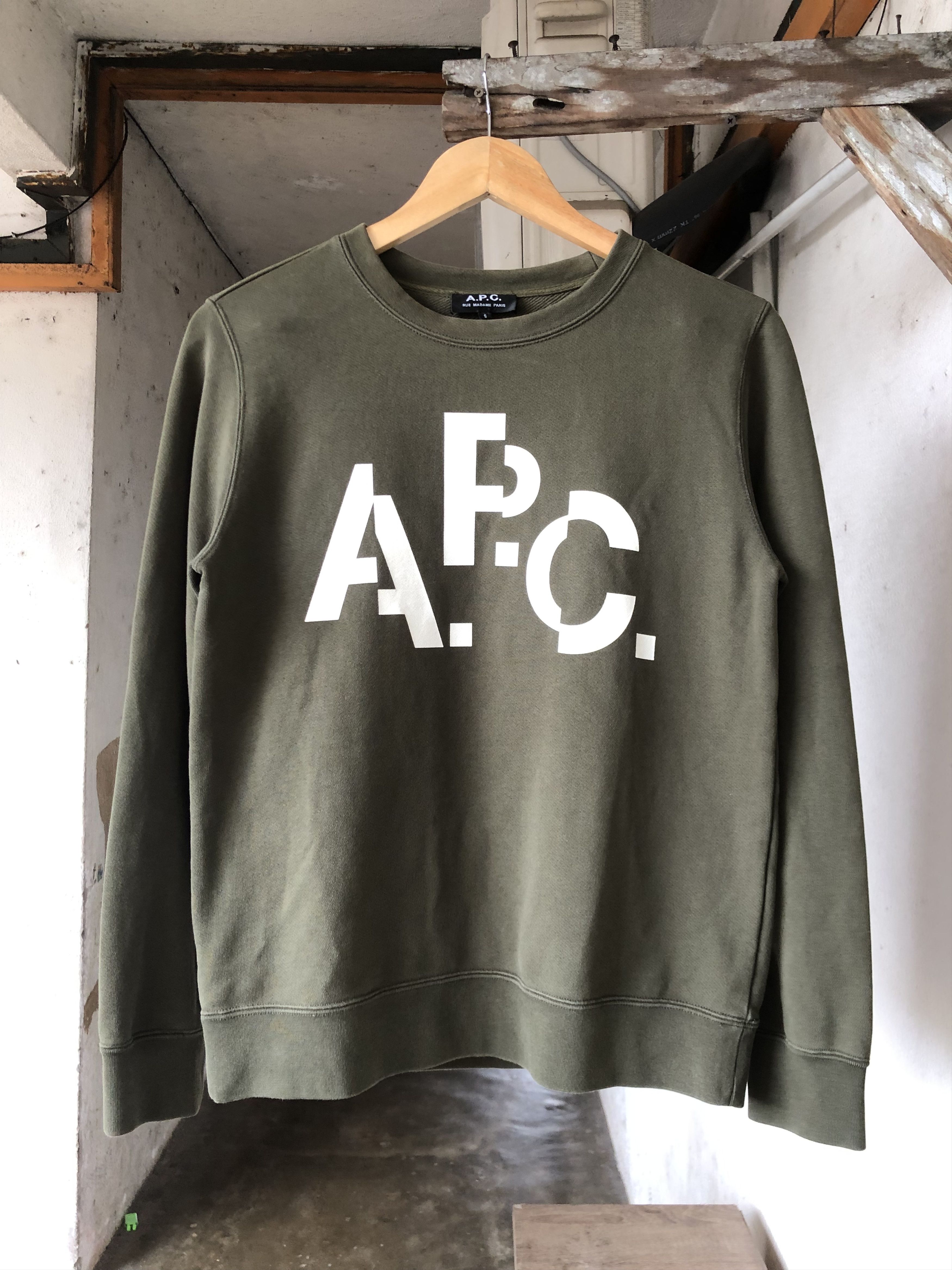 A.P.C. A.P.C. Big Logo Green Army Sweatshirt Size S / US 4 / IT 40 - 1 Thumbnail