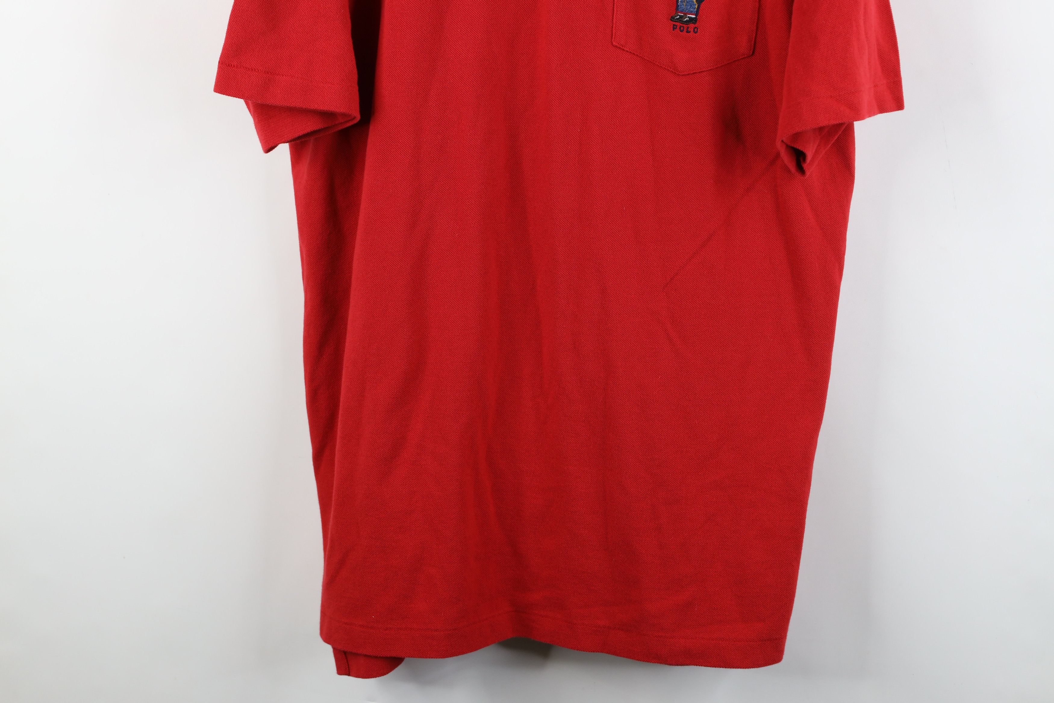 Ralph Lauren Vintage 90s Ralph Lauren Bear Collared Polo Shirt Red Cotton Size US XL / EU 56 / 4 - 3 Thumbnail