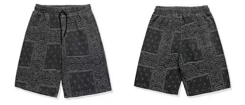 High Sport × Japanese Brand × Jean 21SS Indigo Union Japan Black Bandana Paisley Denim Shorts Size US 32 / EU 48 - 2 Thumbnail