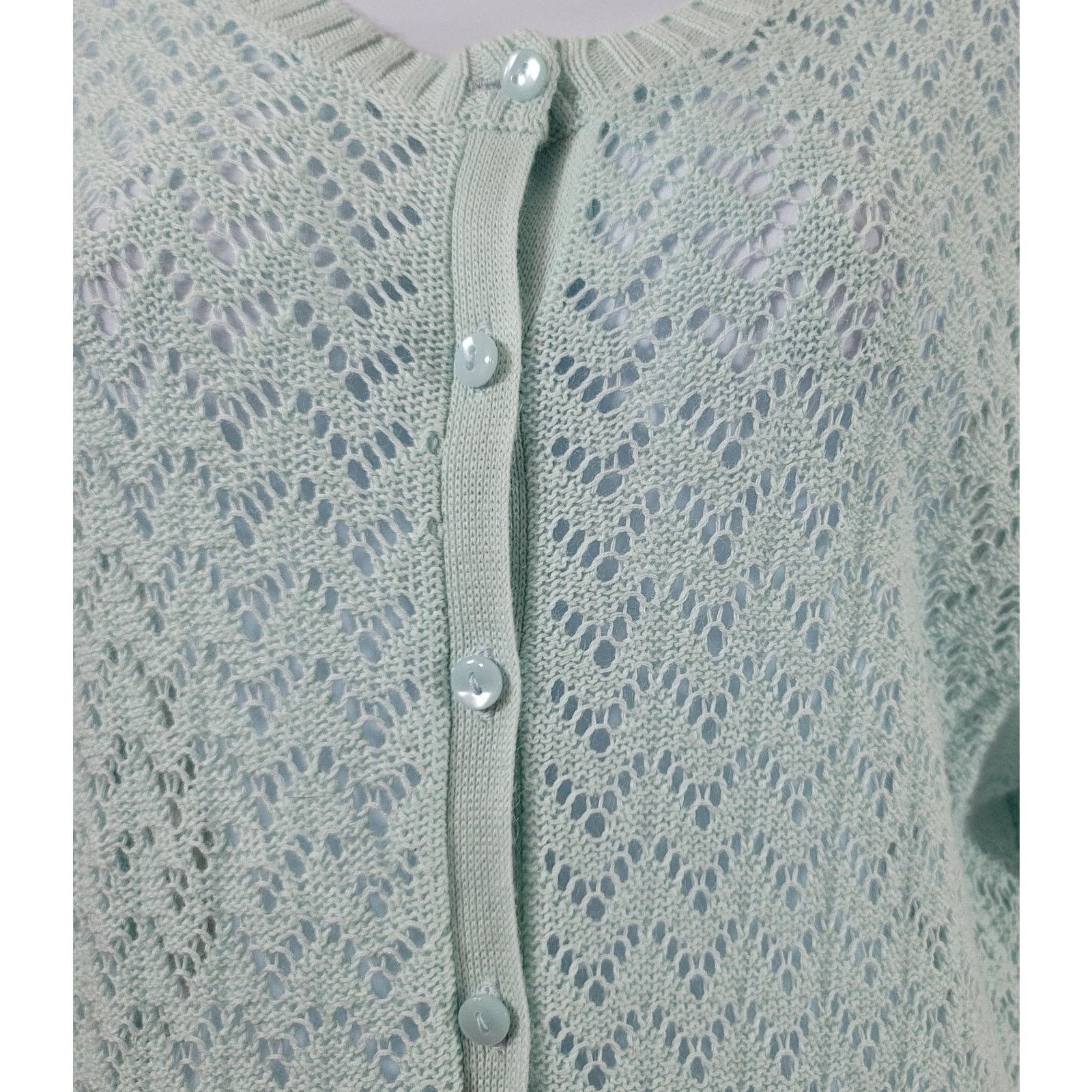Croft & Barrow Croft & Barrow Mint Green Open Knit Cardigan Sweater Large Size L / US 10 / IT 46 - 5 Thumbnail
