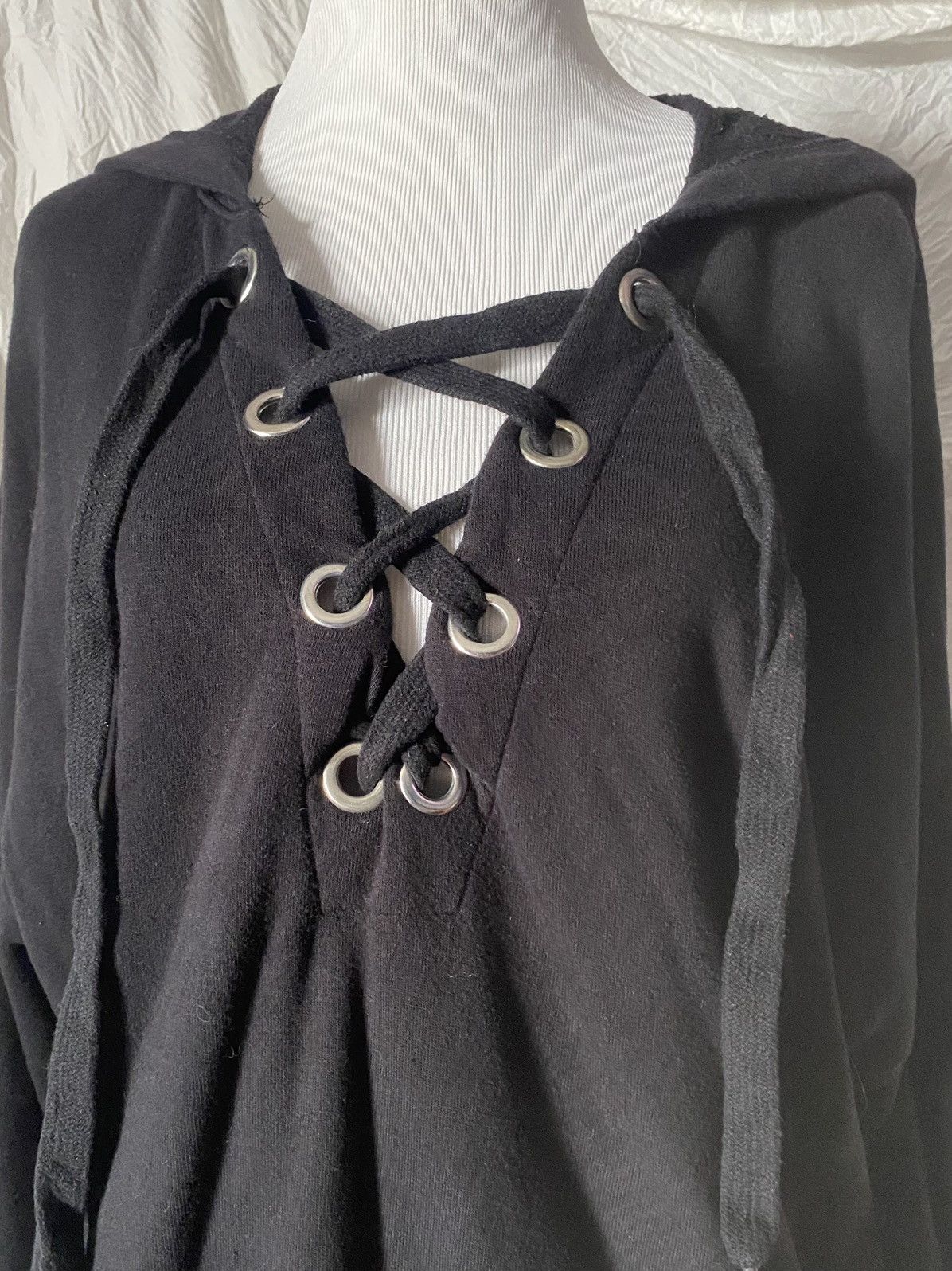 Forever 21 F21 Contemporary, “Dead Tired”, Lace Up Front Hoodie Size M / US 6-8 / IT 42-44 - 8 Thumbnail