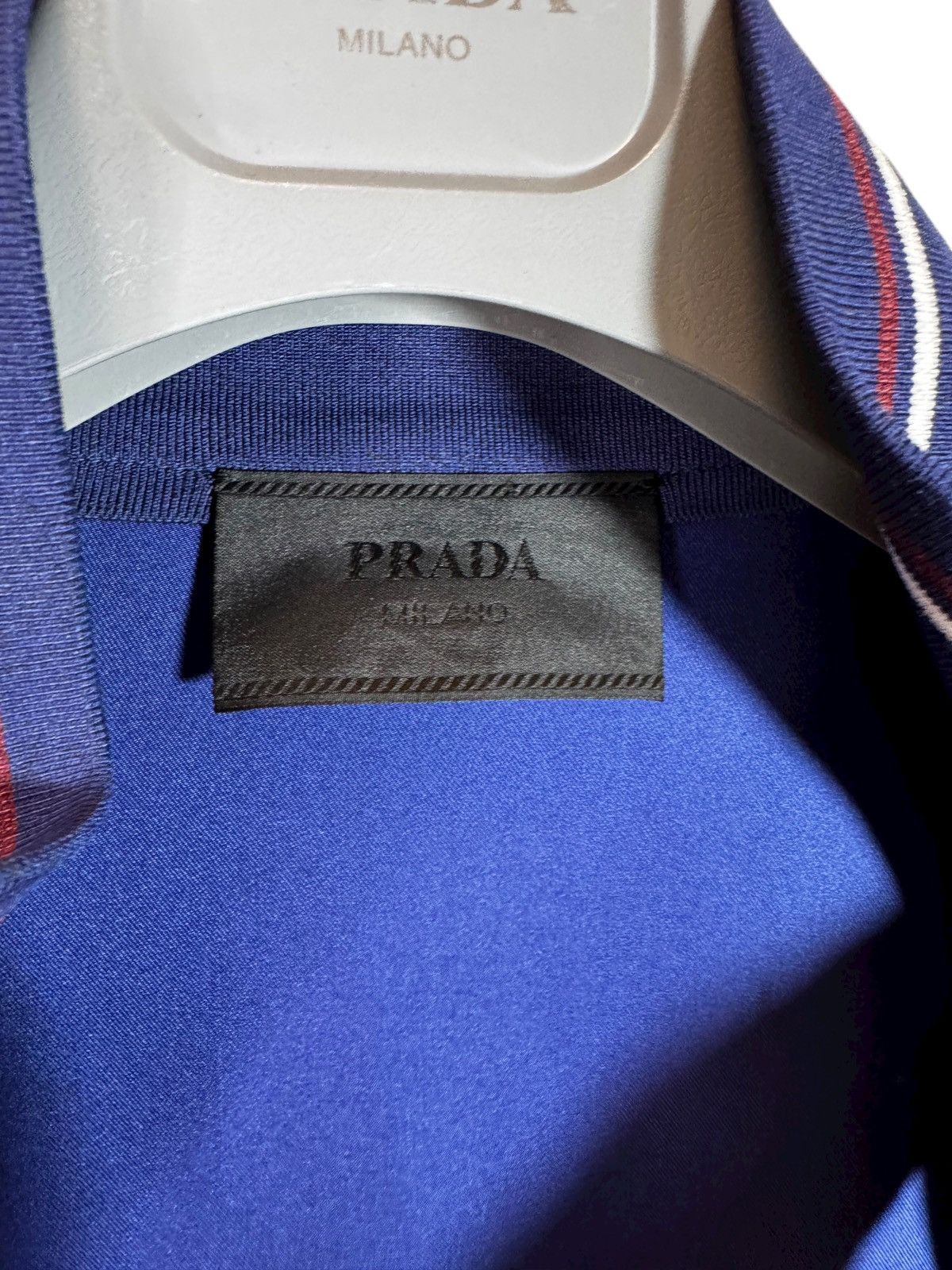 Prada Prada blue silk jacket with tricolor trim – Size L Size US L / EU 52-54 / 3 - 15 Thumbnail