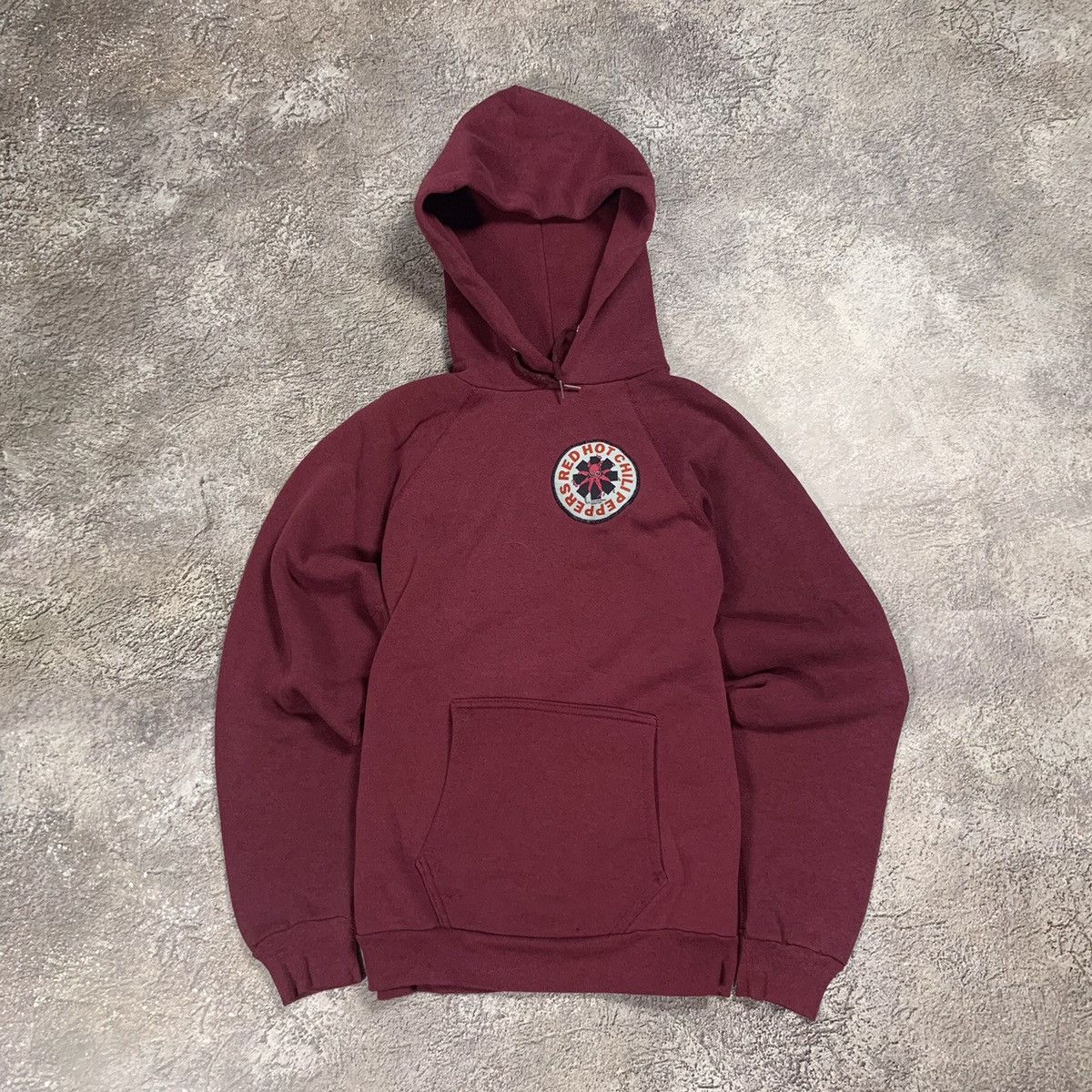Vintage Vintage 90s Burgundy Graphic Hoodie Streetwear Skate Boxy M Size US M / EU 48-50 / 2 - 1 Thumbnail