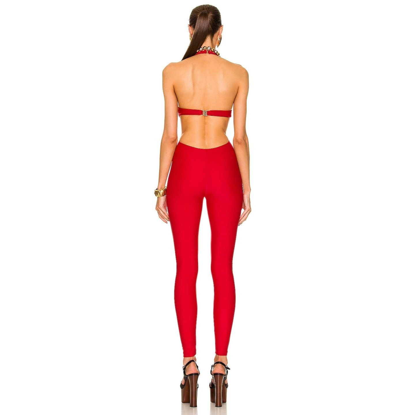 Saint Laurent Paris Saint Laurent Red Sleeveless Cutout Jumpsuit Size 26" / US 2 / IT 38 - 3 Thumbnail