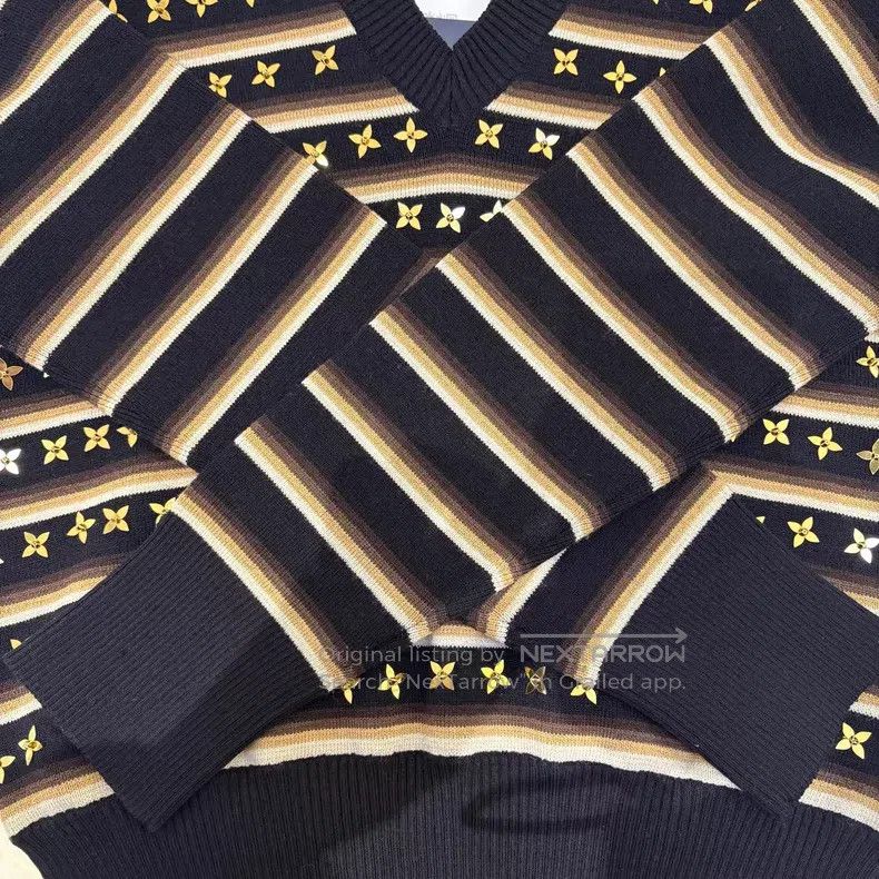 Louis Vuitton Louis Vuitton Black Brown Striped Star Sweater Size S / US 4 / IT 40 - 6 Thumbnail