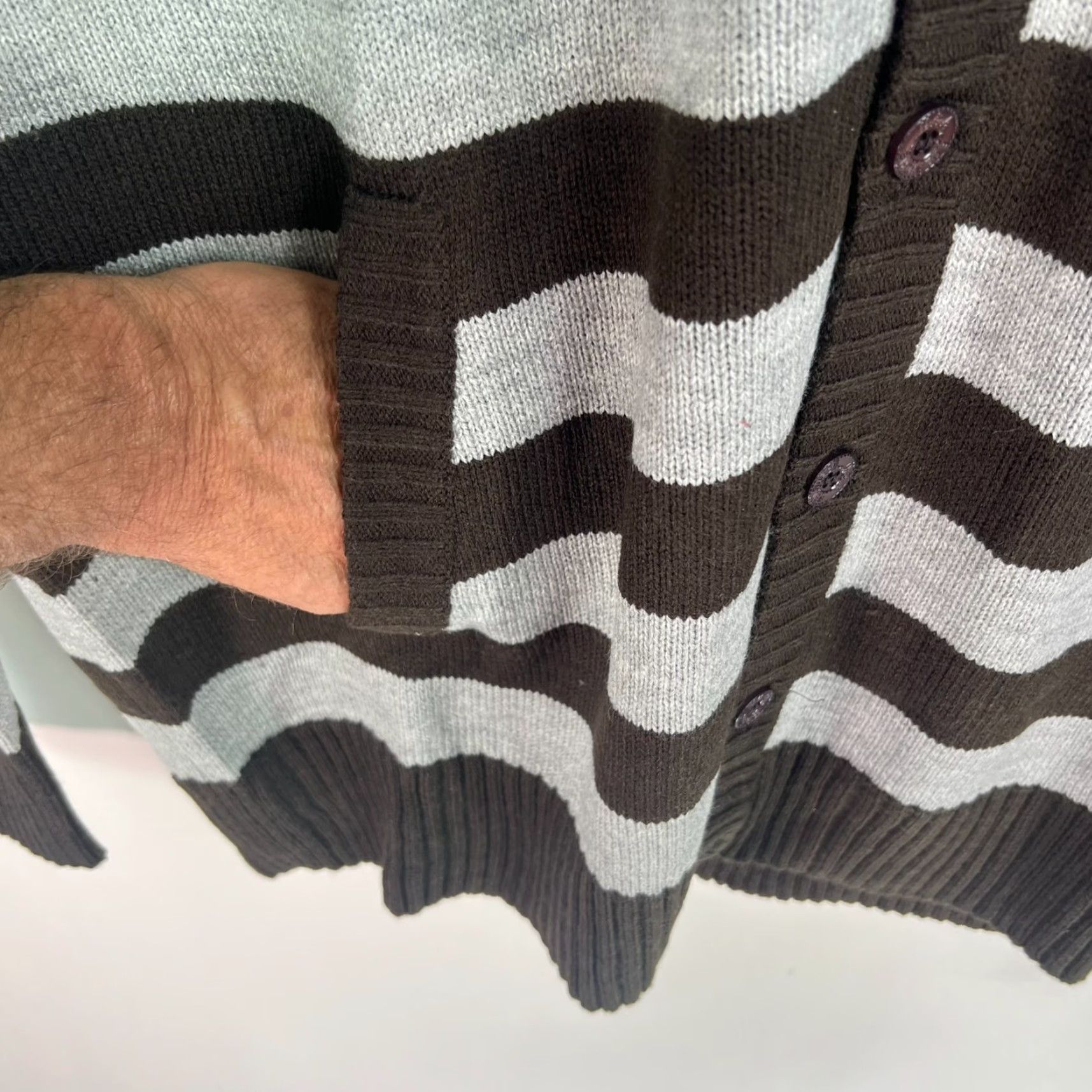 Vintage Ablanche Striped Cardigan Sweater Mens 3XL Gray V-Neck Long Sleeve with Pockets Size US XXL / EU 58 / 5 - 5 Thumbnail