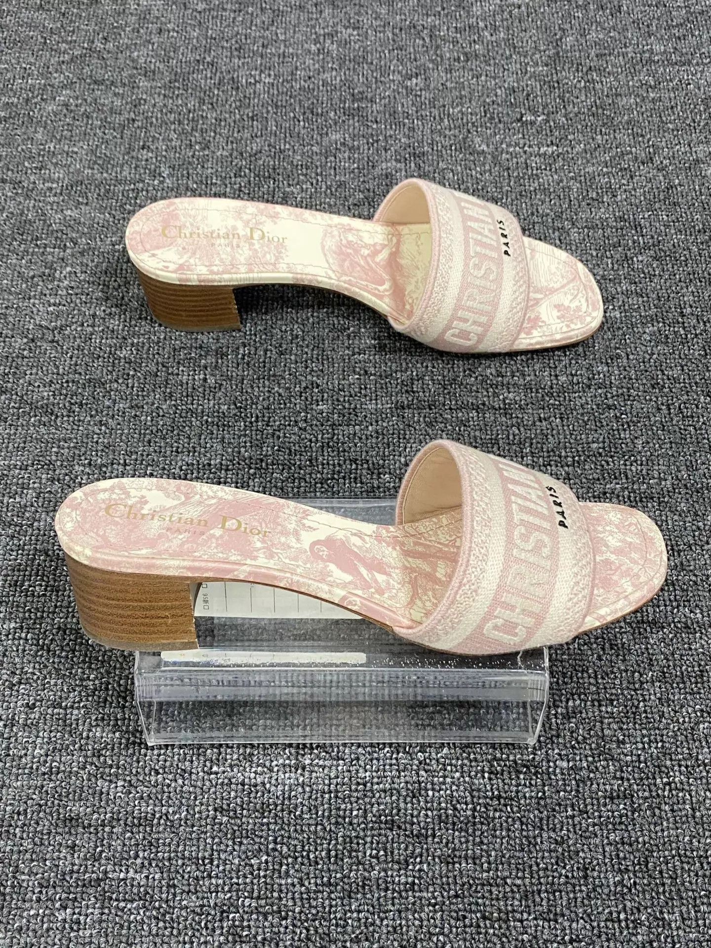 Dior Dior Pink Zoo Embroidery Logo High Heel Slipper Size US 7.5 / IT 37.5 - 4 Thumbnail