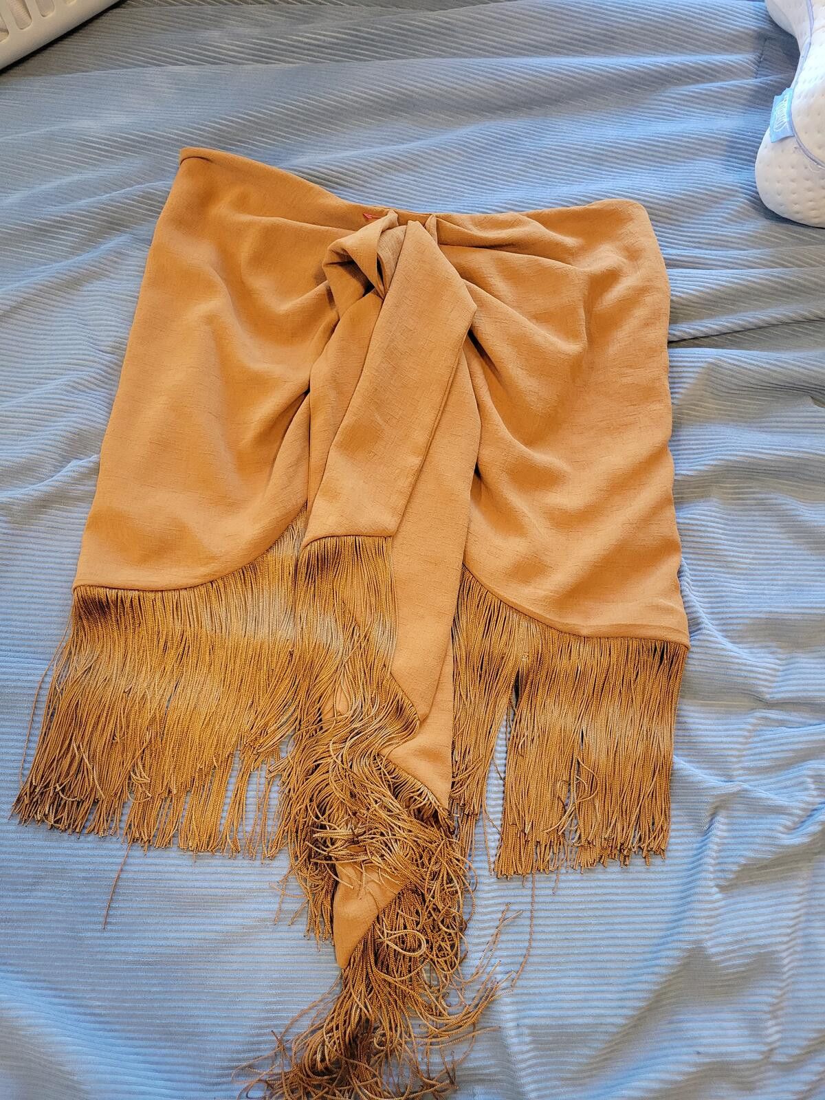 Zara ZARA Medium Brown Fringe Wrap Skirt Size 32" / US 10 / IT 46 - 3 Thumbnail