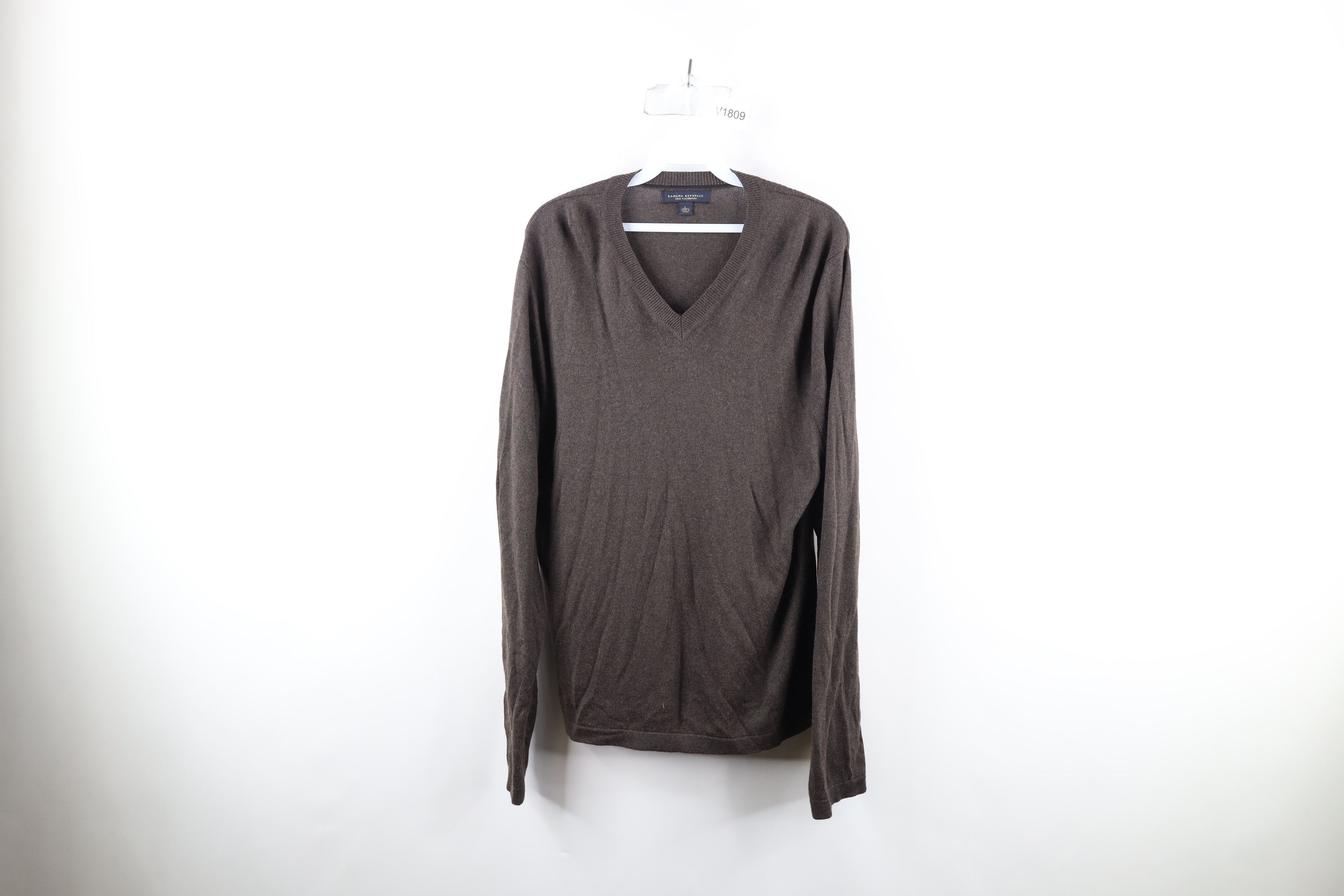 Banana Republic Banana Republic Silk Cashmere Knit V-Neck Sweater Brown Size US L / EU 52-54 / 3 - 1 Thumbnail