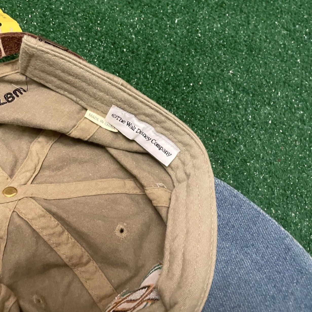 Disney VINTAGE Disney Pleasure Island 2000 Cast Member Employee VTG Strapback Hat Adult Beige Cap Hat Adjustable Men One Size 90s Disney Mens Size ONE SIZE - 5 Thumbnail