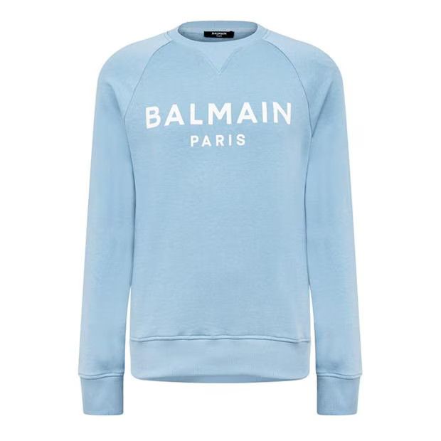 image of Balmain O1G2R1Mq0324 Logo Sweatshirts In Blue, Men's (Size Small)