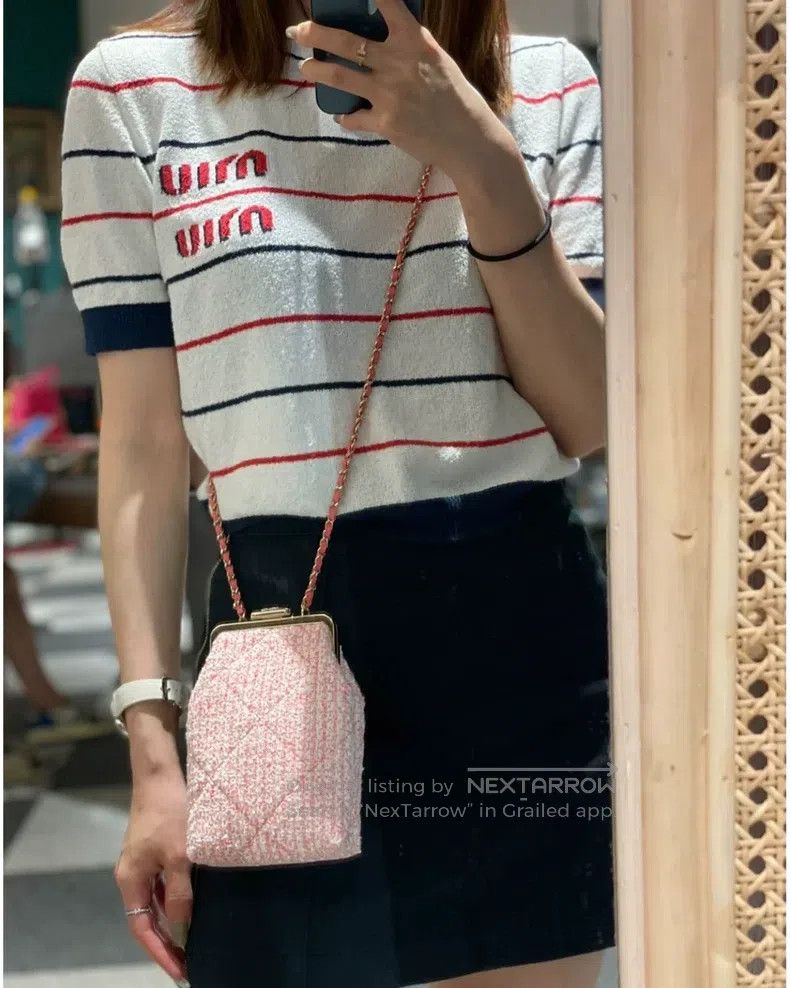Miu Miu Miu Miu Size s Striped knitted short sleeve Size S / US 4 / IT 40 - 6 Thumbnail