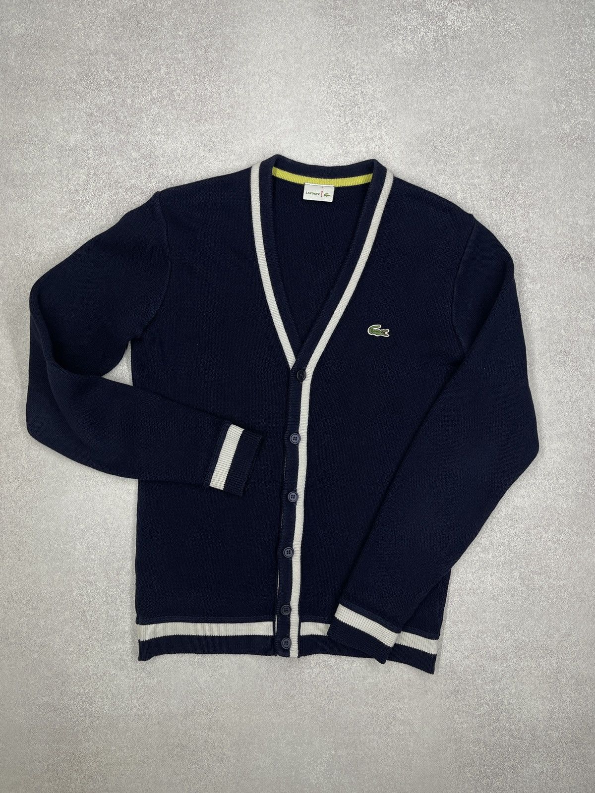 Lacoste Mens Lacoste Live Knitted Cardigan Navy Size M Size US M / EU 48-50 / 2 - 2 Thumbnail