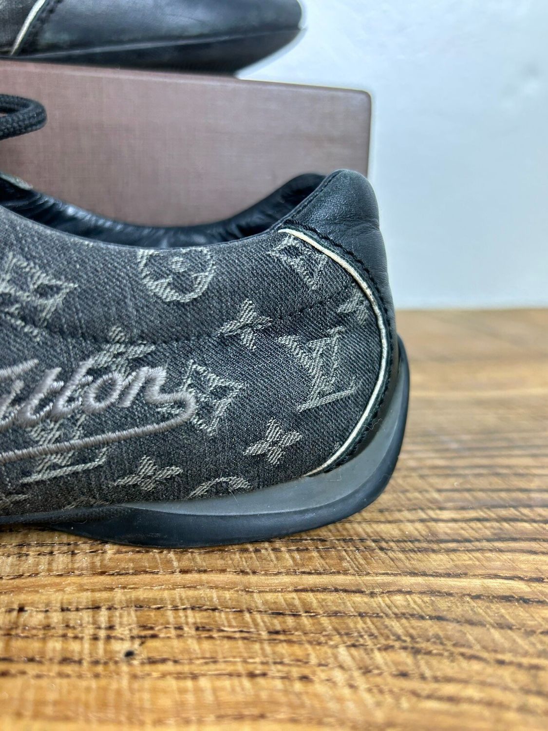 Louis Vuitton Louis Vuitton Denim And Leather Monogram Low Top Sneakers Size US 7.5 / IT 37.5 - 4 Thumbnail