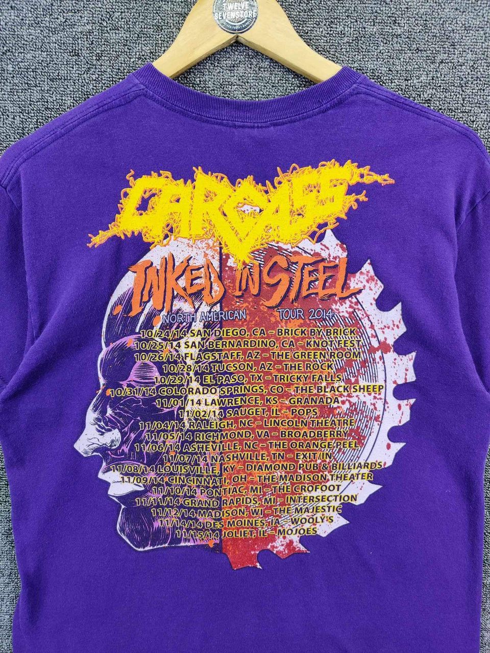 Band Tees × Vintage Carcass Inked In Steel Tour Rock Band Tee Tshirt Size US M / EU 48-50 / 2 - 7 Thumbnail