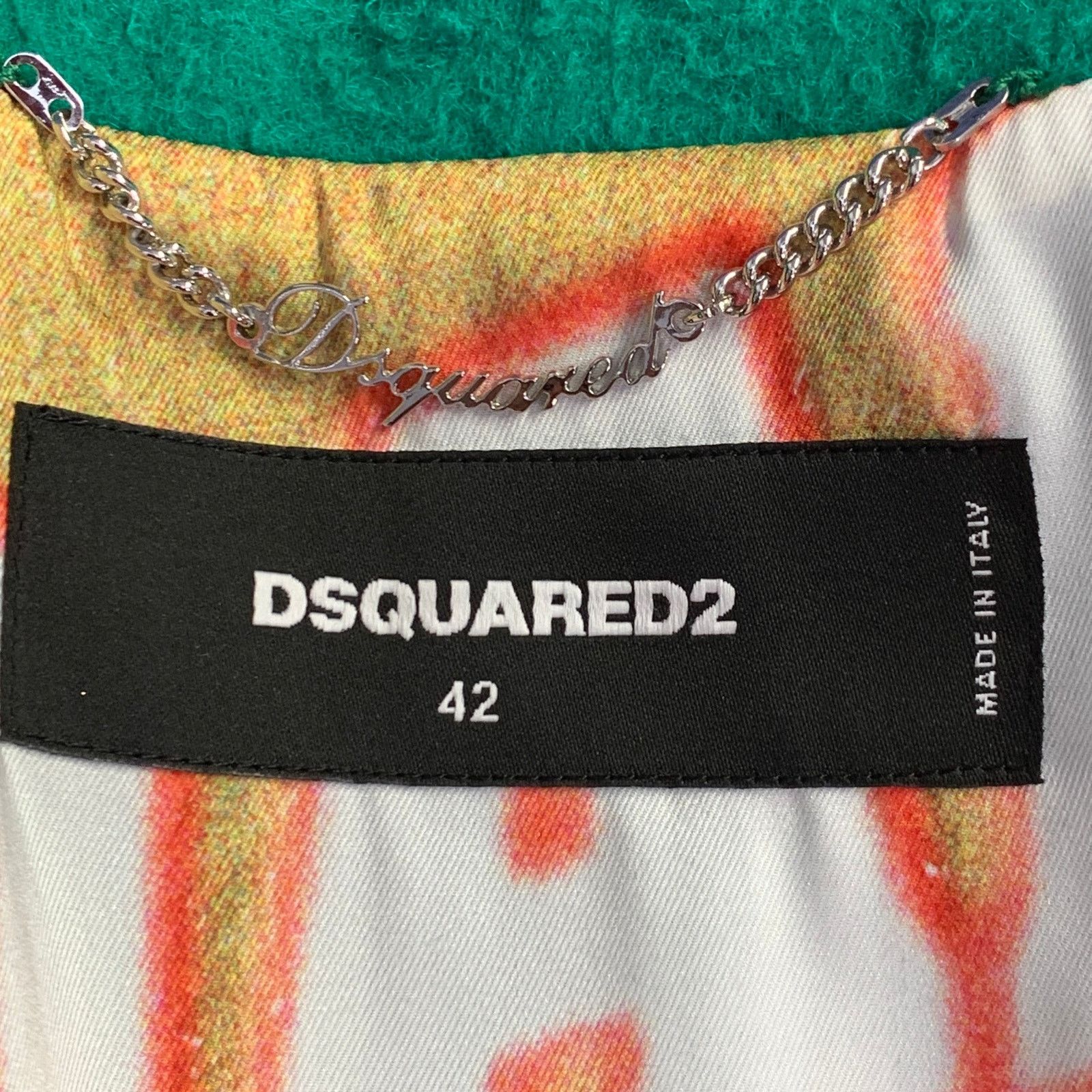 Dsquared2 Size S Green Wool Textured Faux Fur Notch Lapel Coat Size S / US 4 / IT 40 - 5 Thumbnail