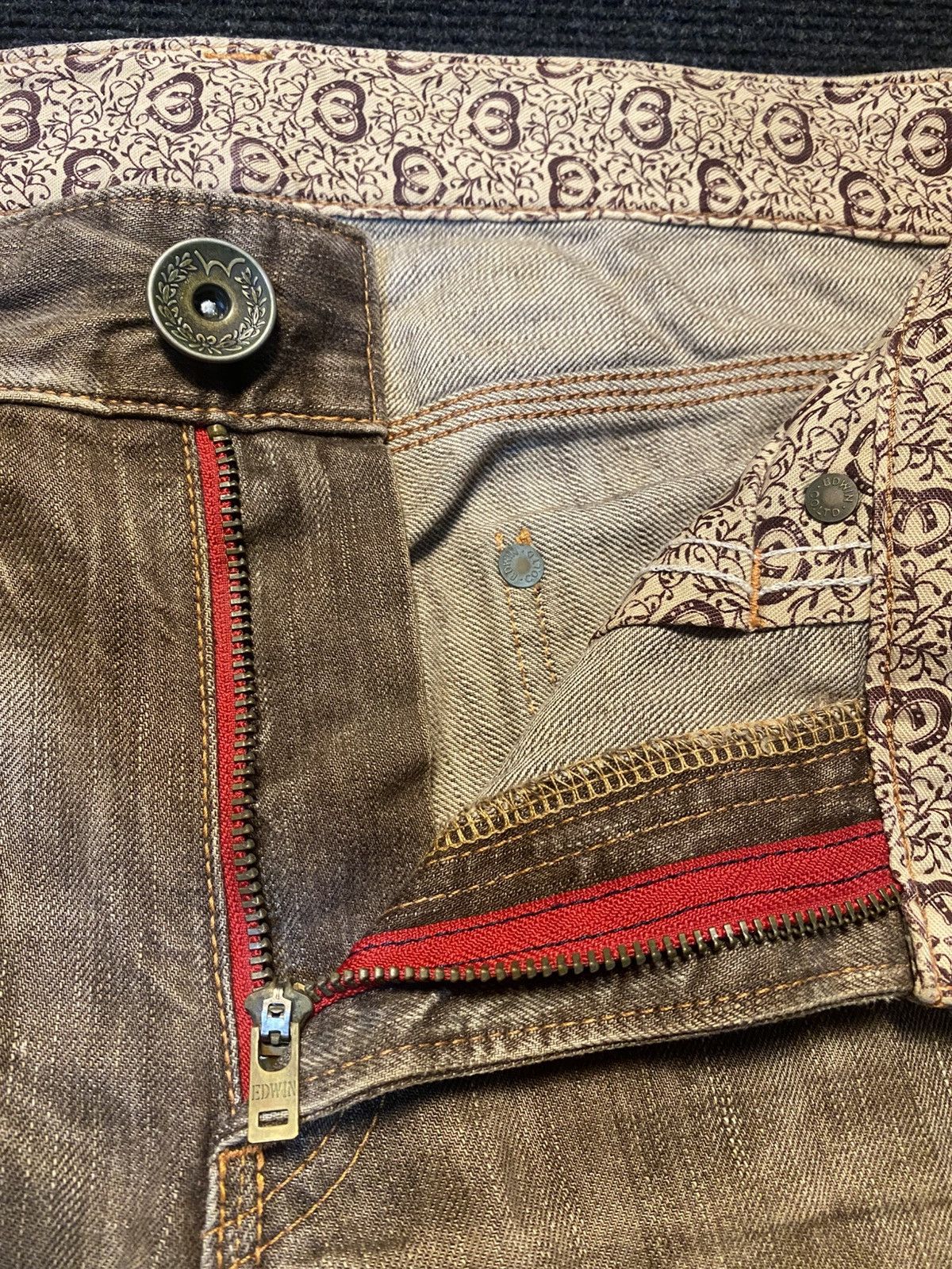 Edwin ‼️Insane Distressed EDWIN 503 Jeans Back pocket Zipper ‼️ Size US 34 / EU 50 - 7 Thumbnail