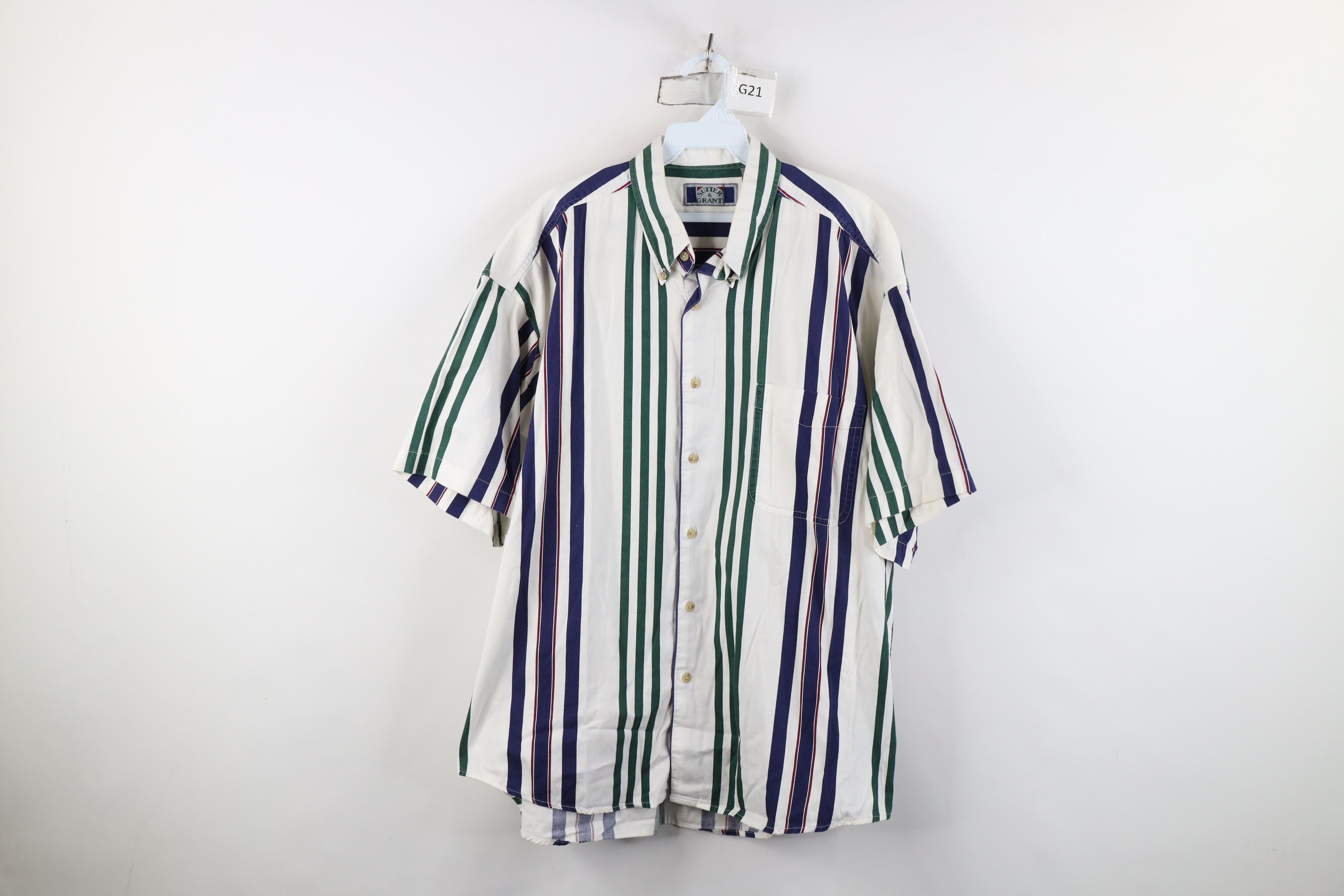 Vintage Vintage 90s Streetwear Block Short Sleeve Button Down Shirt Size US XL / EU 56 / 4 - 1 Thumbnail