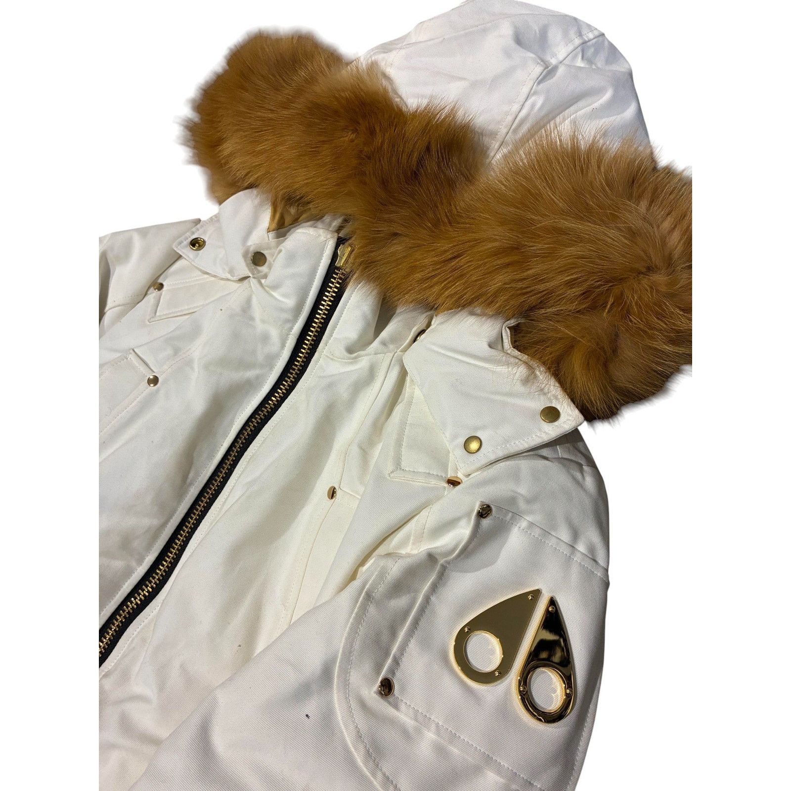 Moose Knuckles Moose Knuckles White & Brown Fur Bomber Jacket Size L / US 10 / IT 46 - 2 Thumbnail