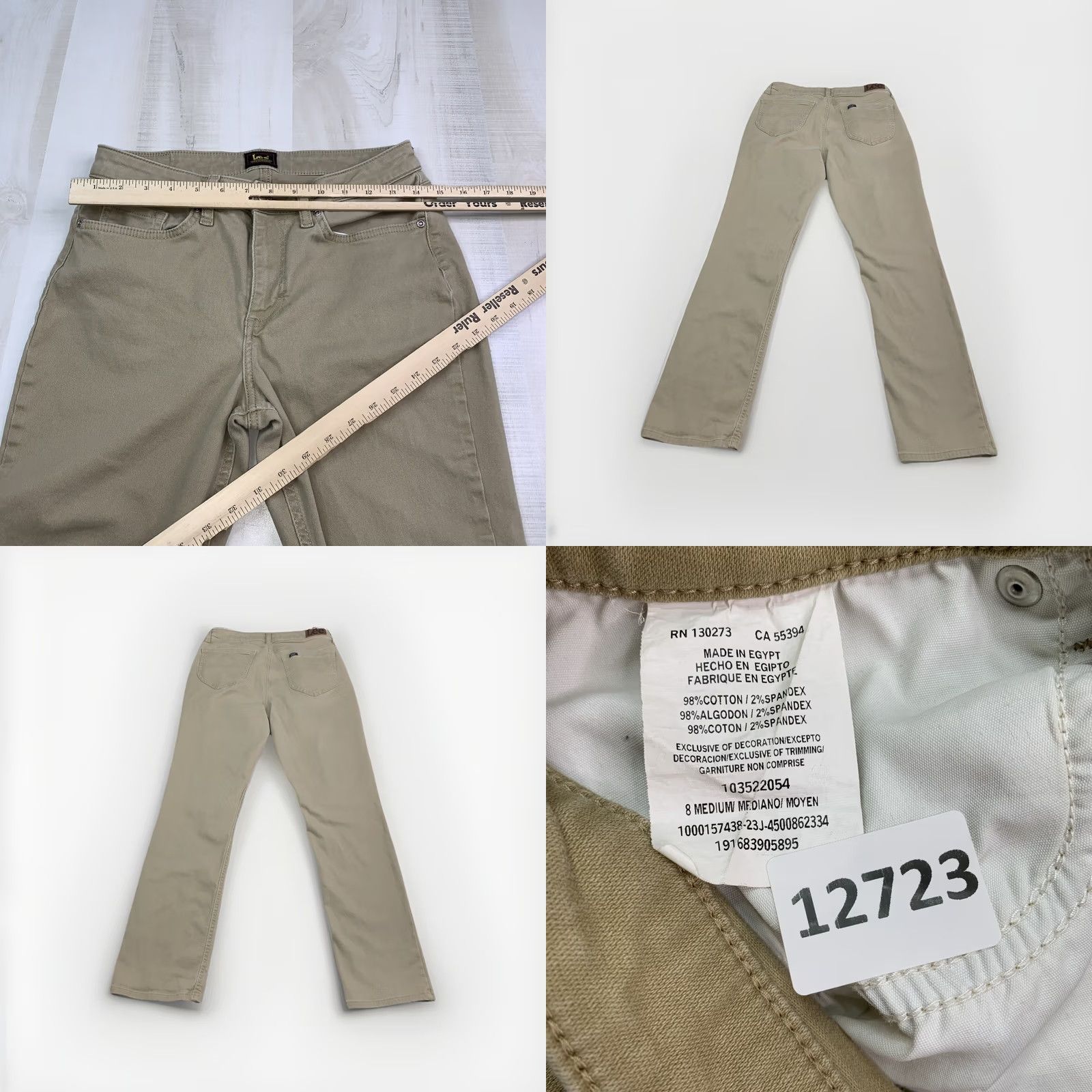 Lee Lee Khaki Pants Womens 8 Straight Leg Slim Fit Stretch Cotton Blend Flat Front Beige Business Casual Workwear 8 Womens Size 30" / US 8 / IT 44 - 8 Thumbnail