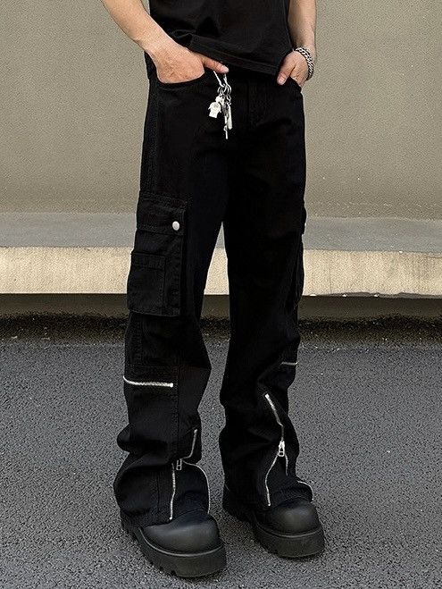 image of Vintage 2000S Y2K Front Zip Utility Grunge Cargo Pants in Black, Men's (Size 30)