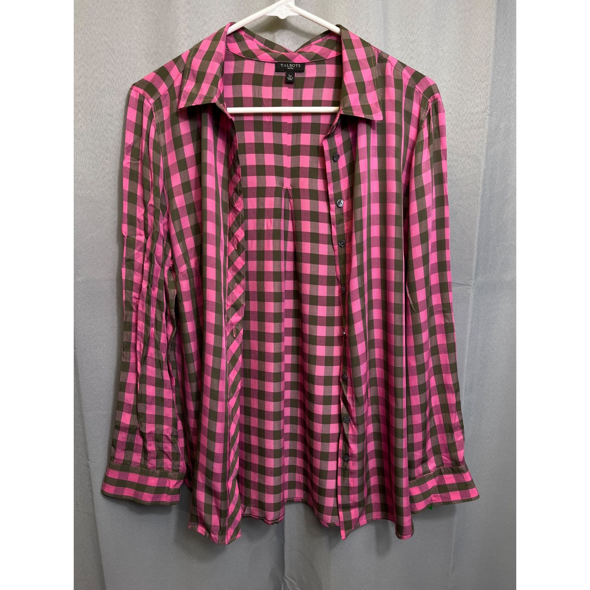 Talbots Talbots SKU 7694 Womens Pink and Brown Checkered Button Up B Size L / US 10 / IT 46 - 1 Thumbnail