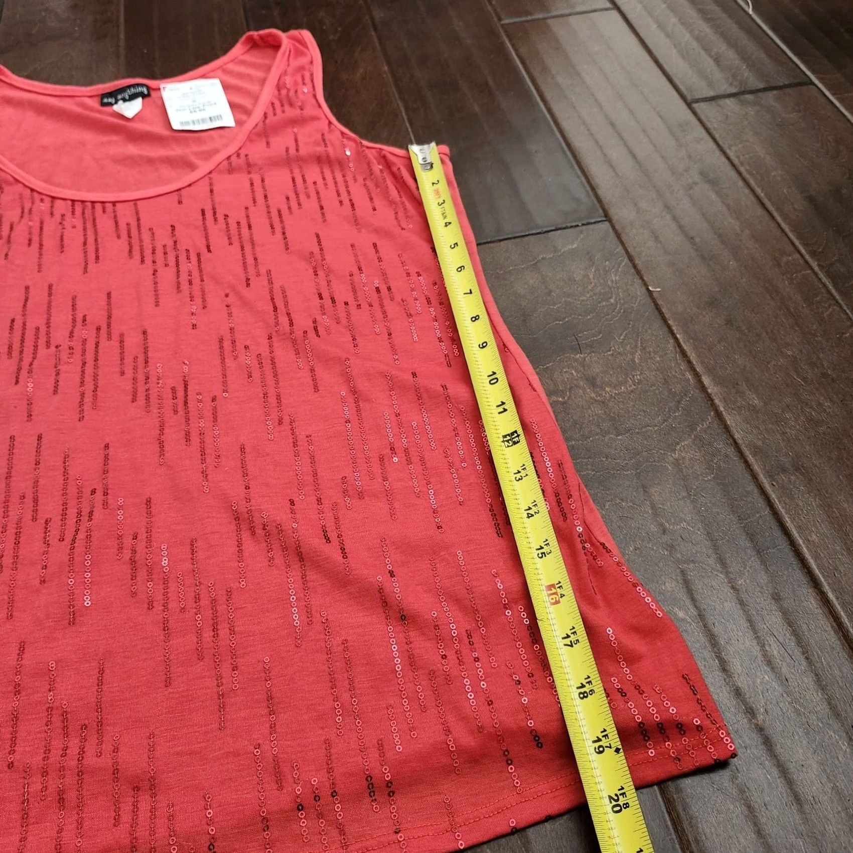 Vintage Say Anything Women's Red Short Sleeve Sequin Top 2X Pullover Casual Party/Cocktail Summer Spring Fall Womens Regular Short Sleeve Sequin Red 2X Size XXL / US 16-18 / IT 52-54 - 7 Thumbnail