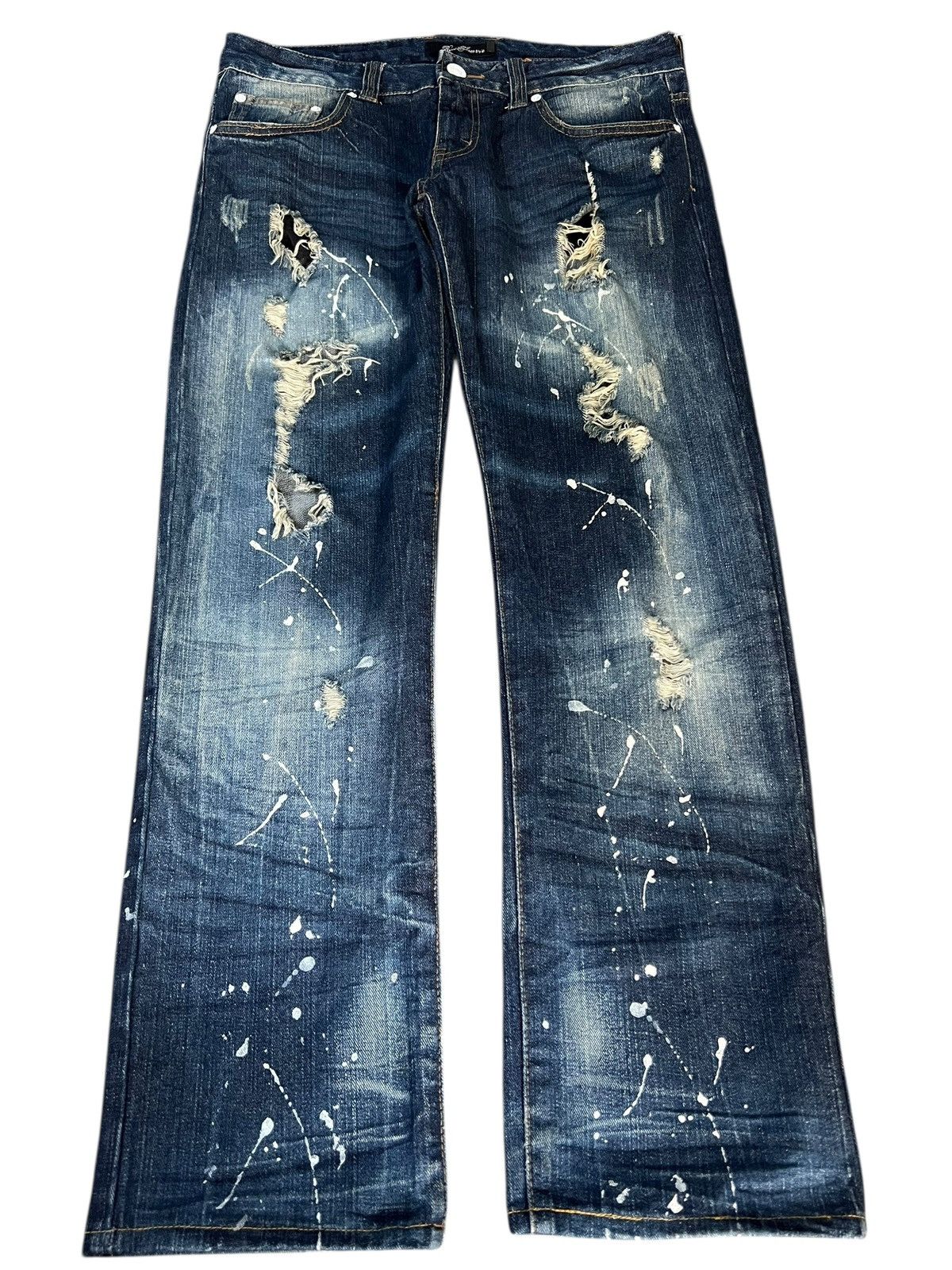 Japanese Brand VINTAGE ROOT THREE STYLE DISTRESSED PAINTER JEANS Size US 33 - 1 Thumbnail