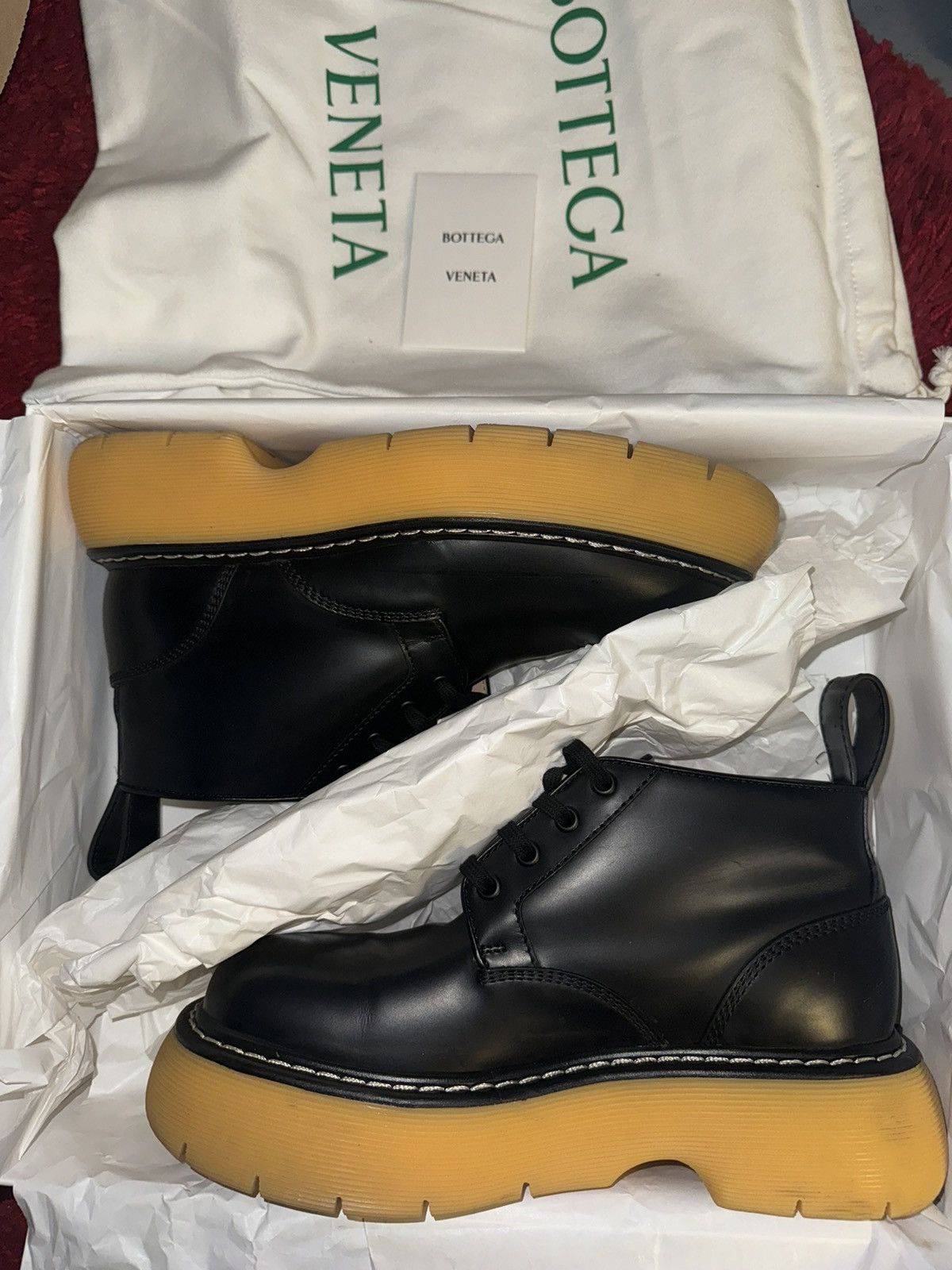 image of Bottega Veneta Swell Lace Up Boot in Black, Women's (Size 9)