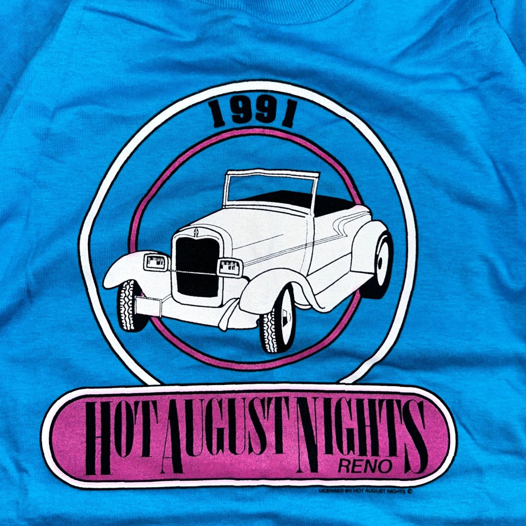 Fruit Of The Loom VINTAGE Hot August Nights 1991 VTG T Shirt 90s Single Stitch FOTL Graphic Sports Cars Mens L Blue Size US L / EU 52-54 / 3 - 2 Thumbnail