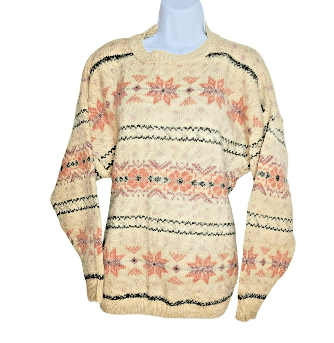 Eddie Bauer Eddie Bauer Vintage Wool Fair Isle Sweater Beige Made in USA Size US L / EU 52-54 / 3 - 5 Thumbnail