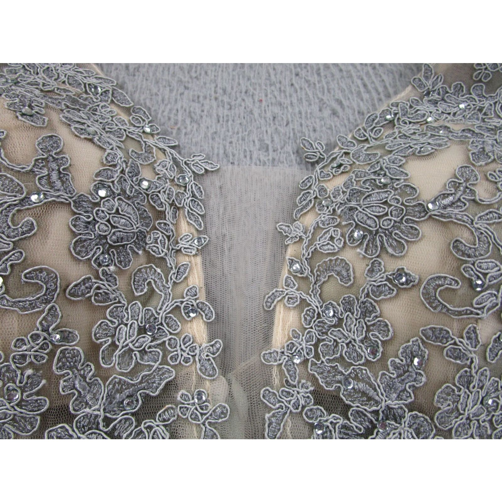 Vintage Fairy Princess Dress Womens 4 Gray Maxi Embroidery Sheer Whimsical Crochet Lace Dress Size S / US 4 / IT 40 - 7 Thumbnail