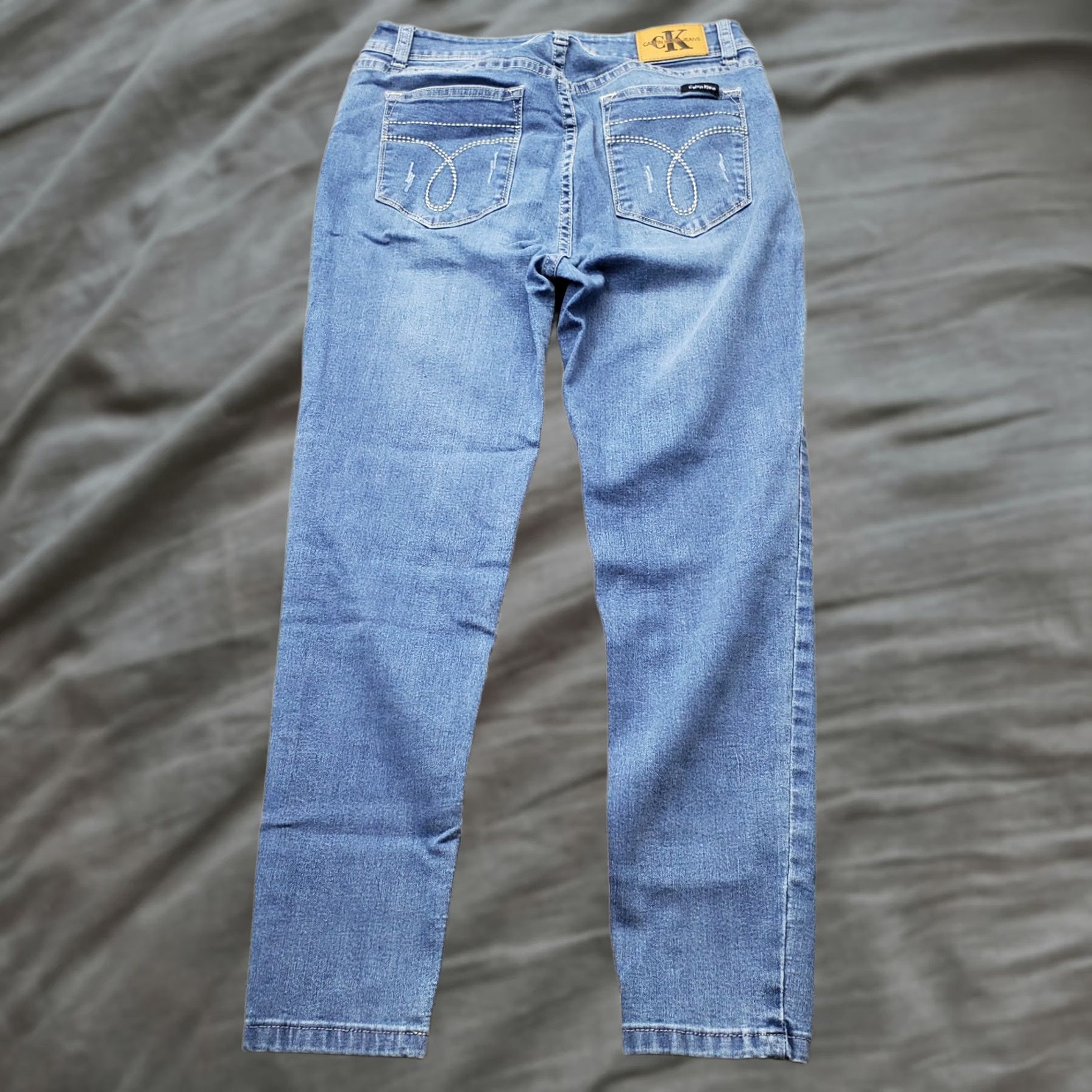 Calvin Klein Calvin Klein Jeans Womens 36 Blue Denim Stretch Distressed Straight Leg Jeans Size 25" / US 0 / IT 36 - 1 Thumbnail
