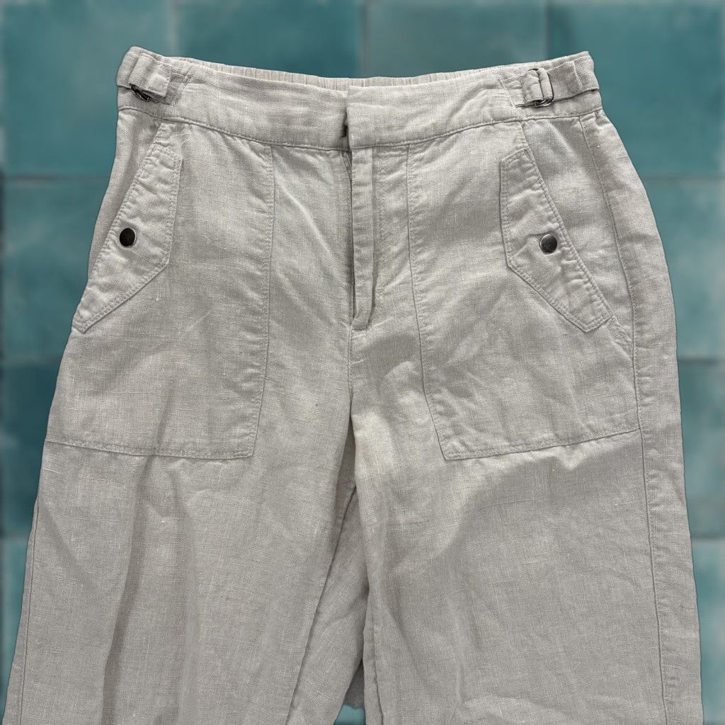 Athleta Athleta Voyager Linen Pant Womens 6 Beige Crop Lightweight Adjustable Waist Camp Pants Size 28" / US 6 / IT 42 - 1 Thumbnail
