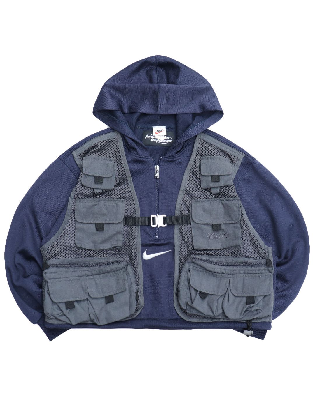 Nike Reworked Nike Half-zip Tactical Tracktop Crop Navy Grey | Grailed