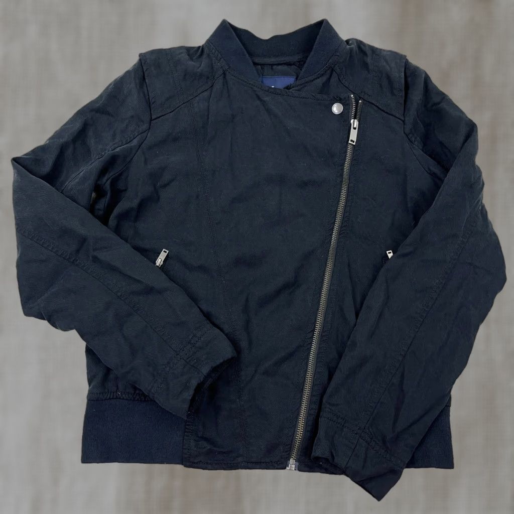 American Eagle Outfitters American Eagle Bomber Jacket Women Small Black Lightweight Full Zip Casual Retro Hipster Size S / US 4 / IT 40 - 1 Thumbnail